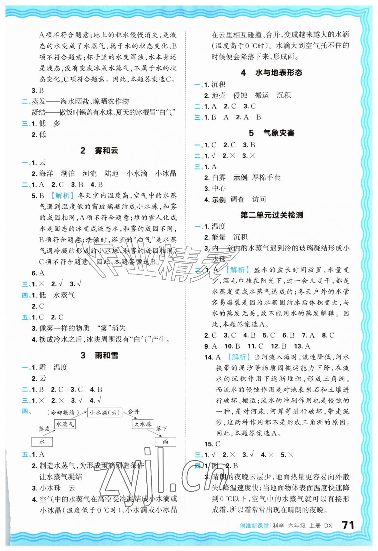 2026年创维新课堂六年级科学上册大象版&nbsp;参考答案第3页