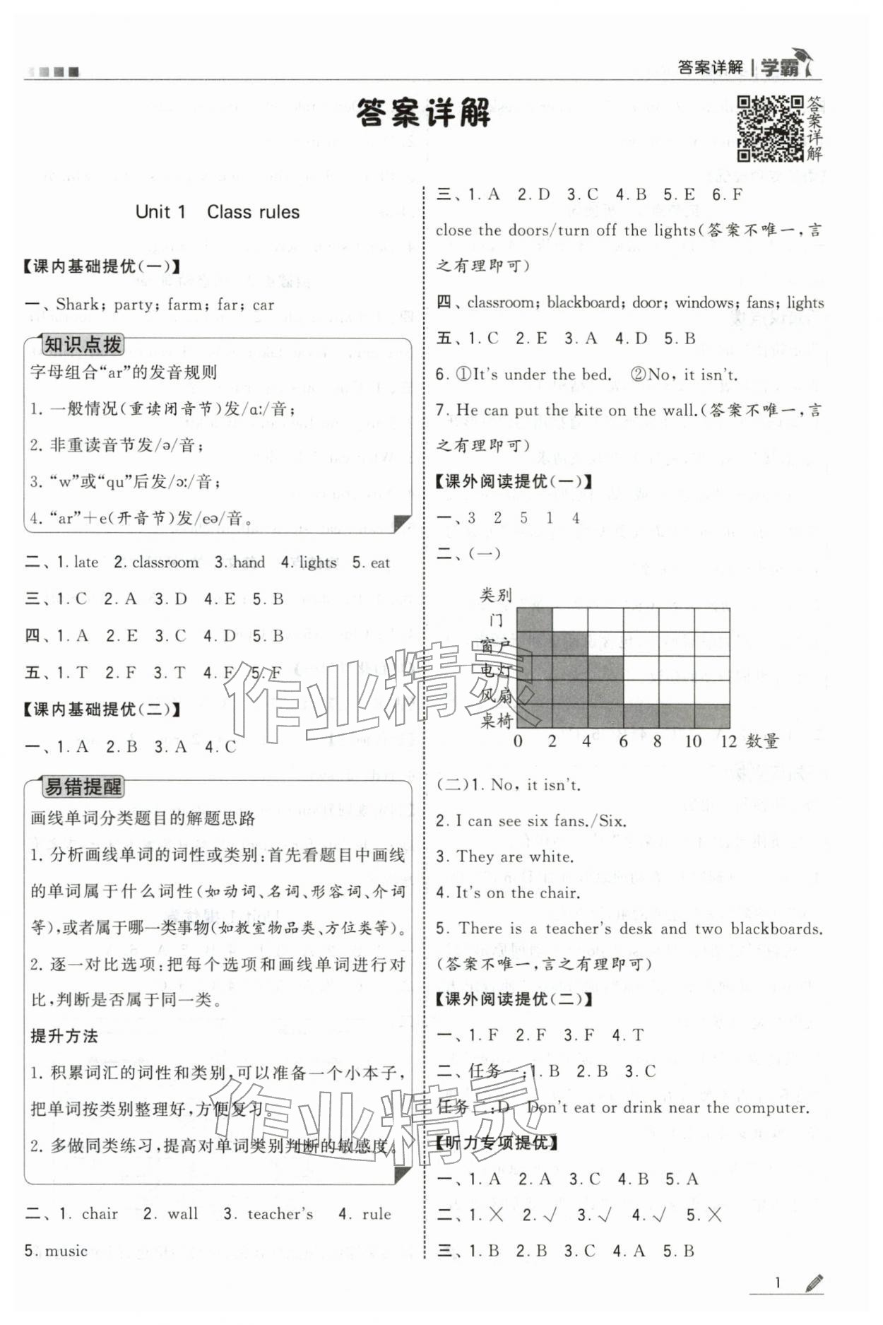 2026年学霸四年级英语下册人教版&nbsp;第1页