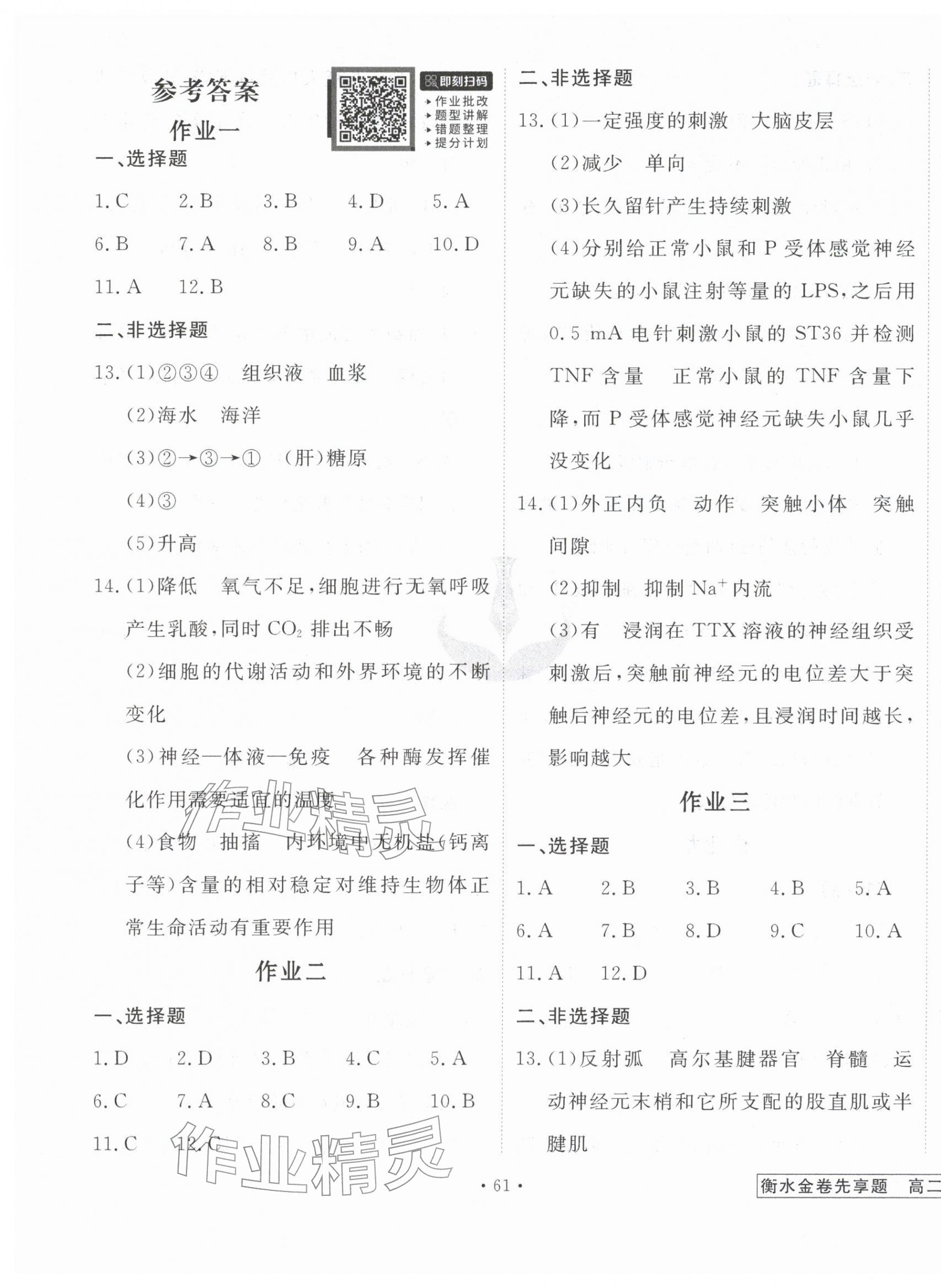 2026年衡水金卷先享題寒假作業(yè)高二生物&nbsp;第1頁