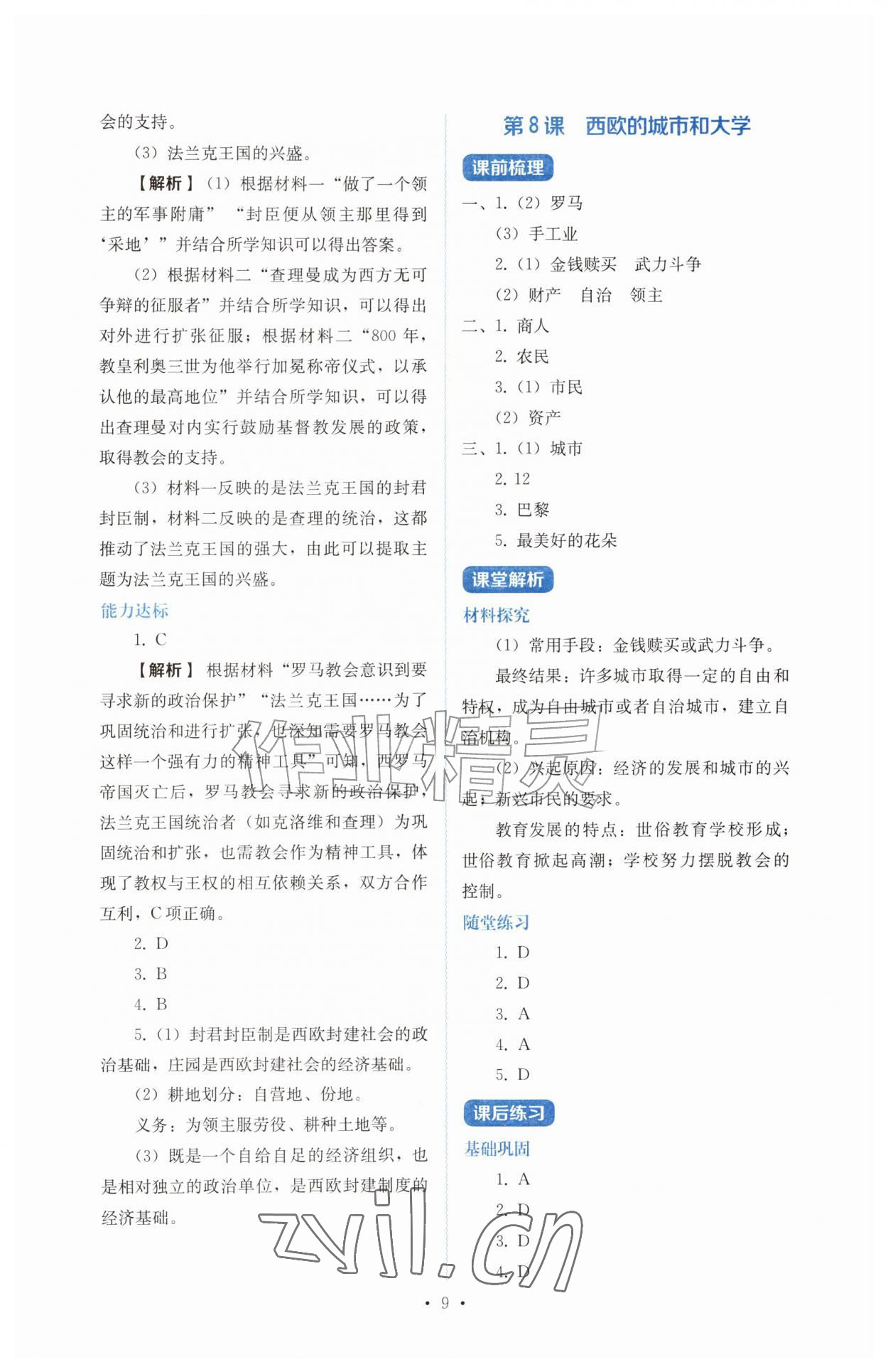 2026年人教金学典同步解析与测评九年级历史上册人教版&nbsp;第9页