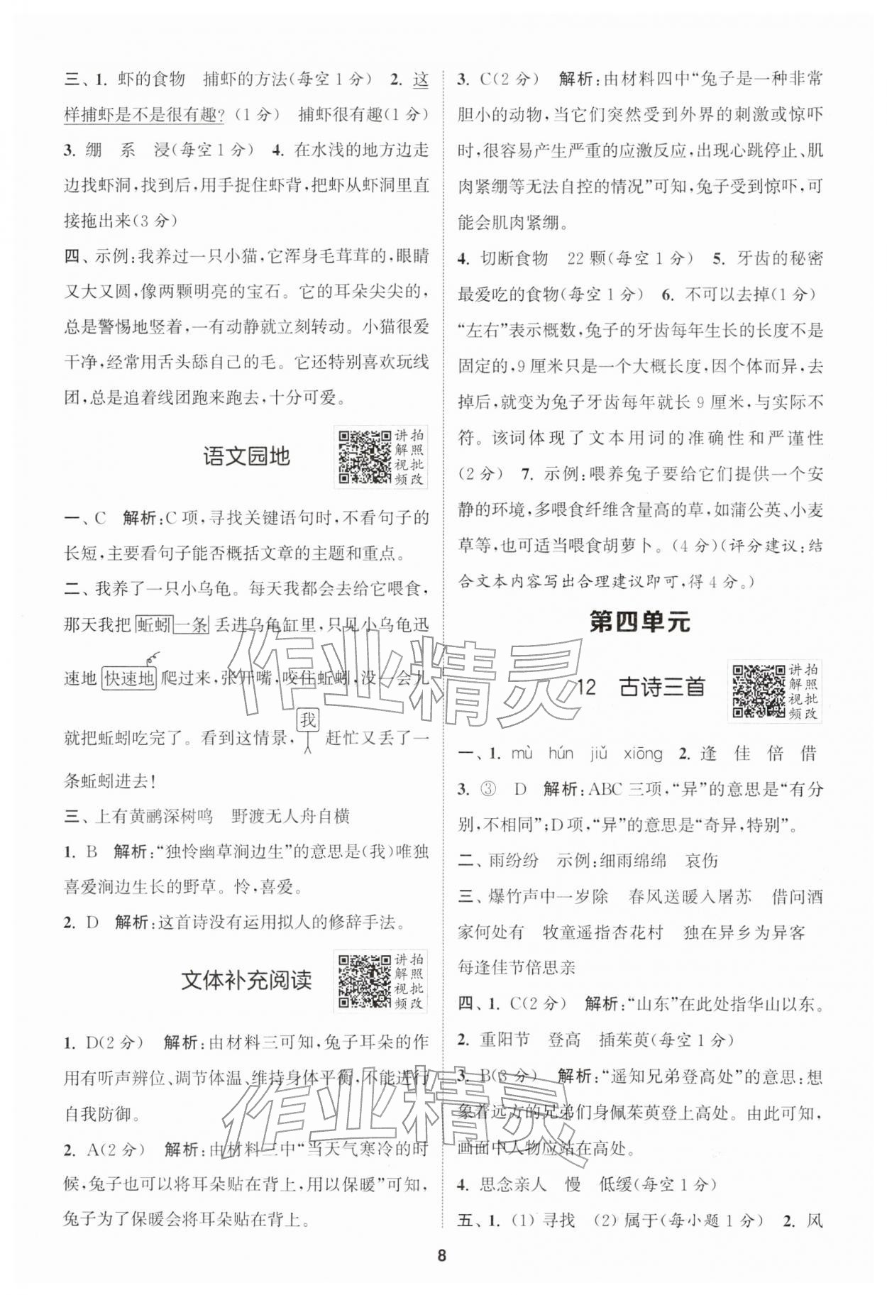 2026年拔尖特训三年级语文下册人教版江苏专版&nbsp;第8页