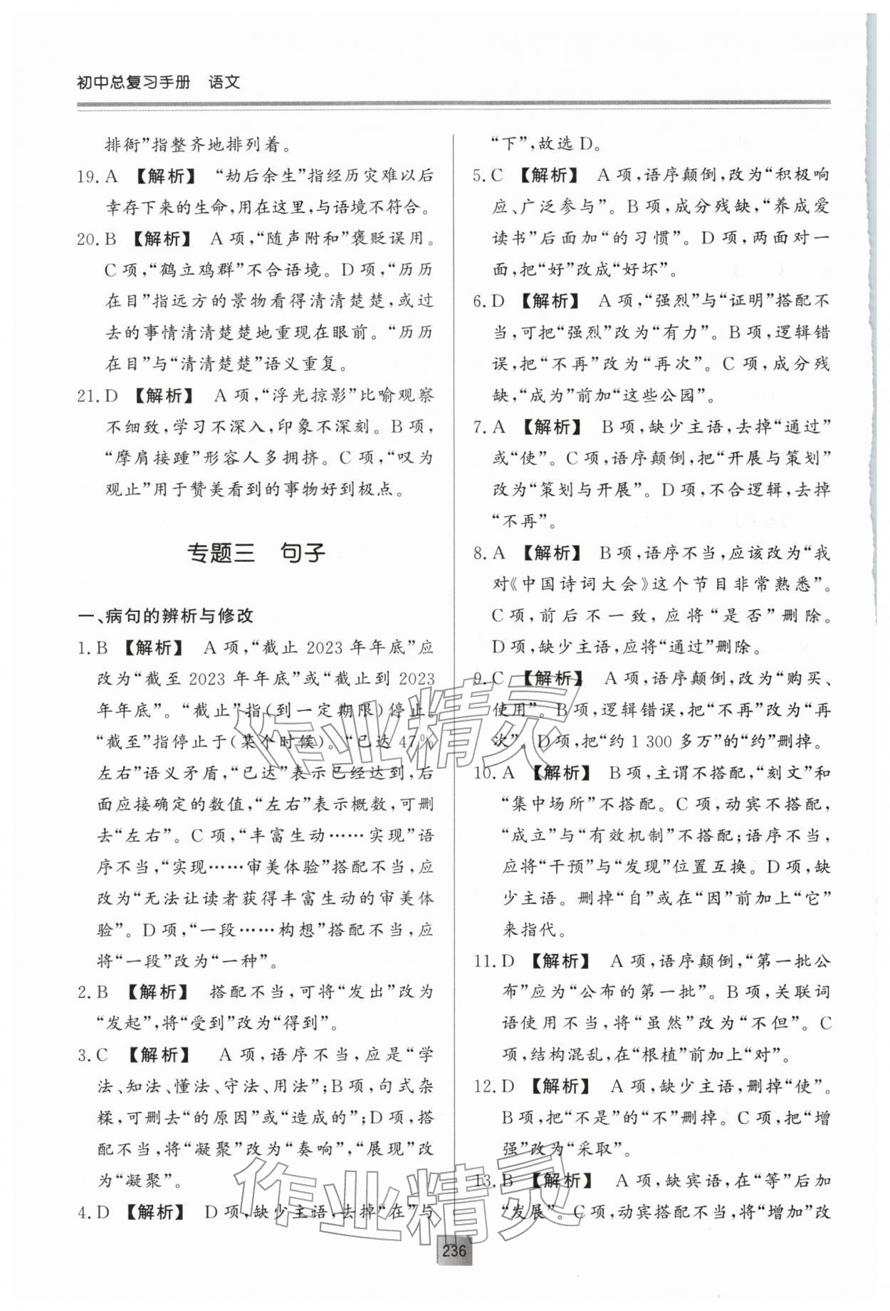 2026年初中总复习手册明天出版社语文&nbsp;第4页