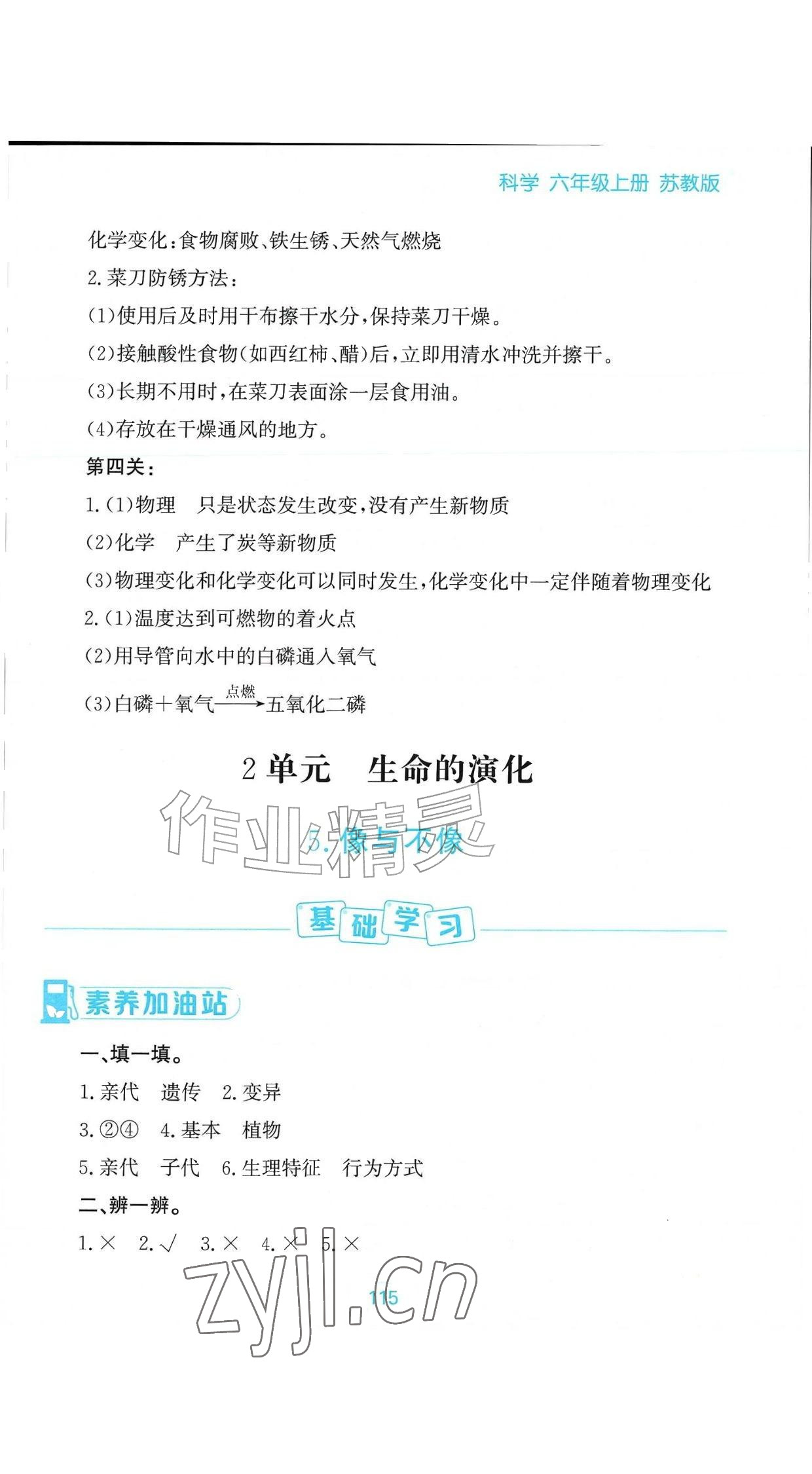 2026年资源与评价黑龙江教育出版社六年级科学上册苏教版&nbsp;参考答案第9页
