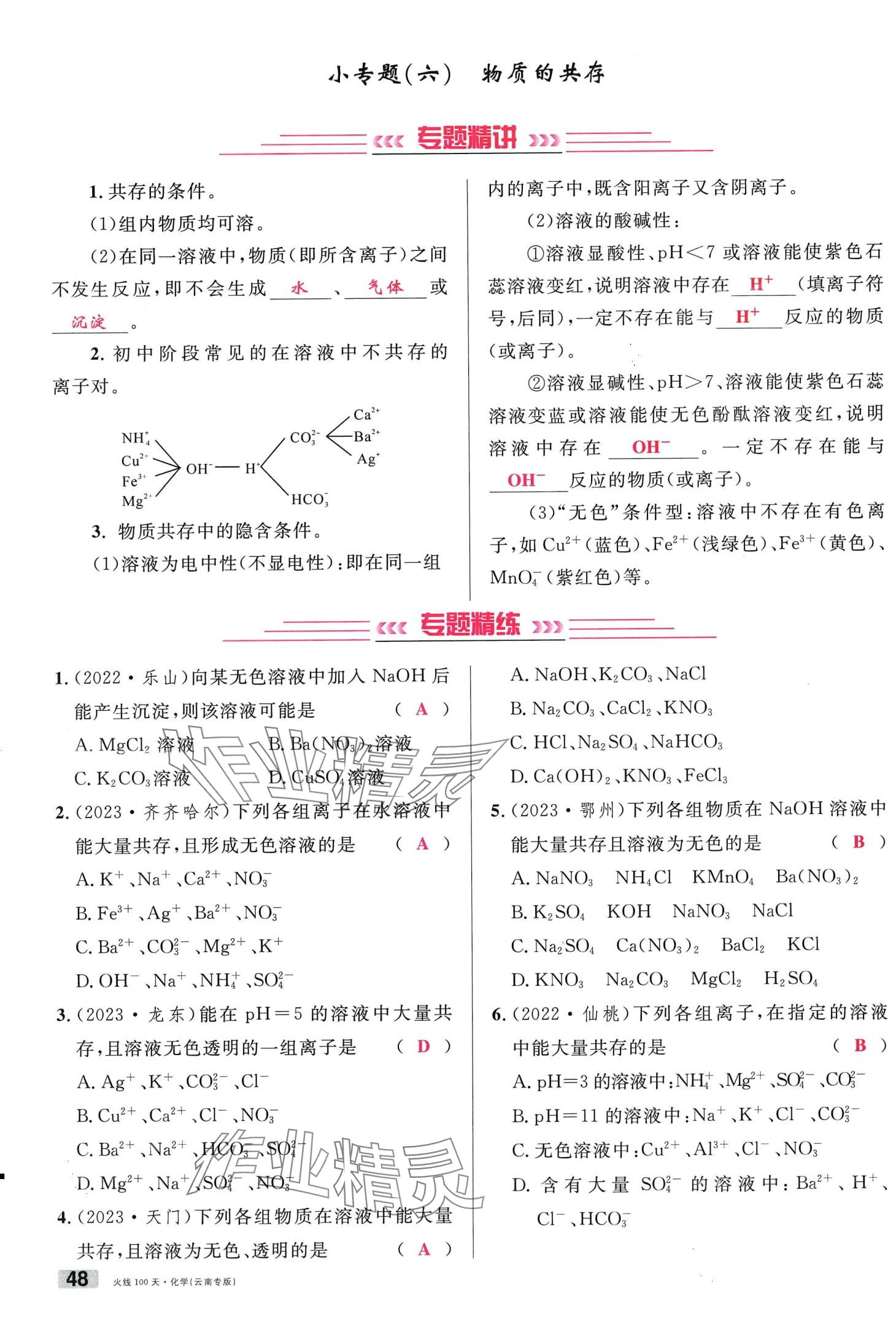 2024年火线100天化学中考云南专版&nbsp;第48页
