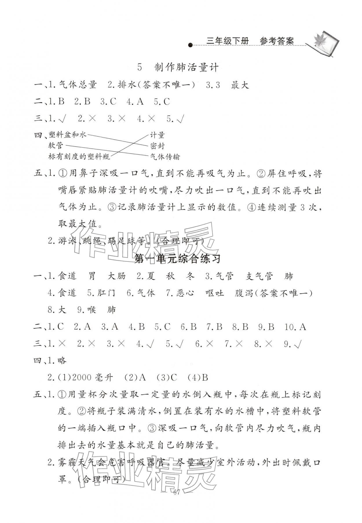 2026年同步练习册山东科学技术出版社三年级科学下册青岛版&nbsp;第3页