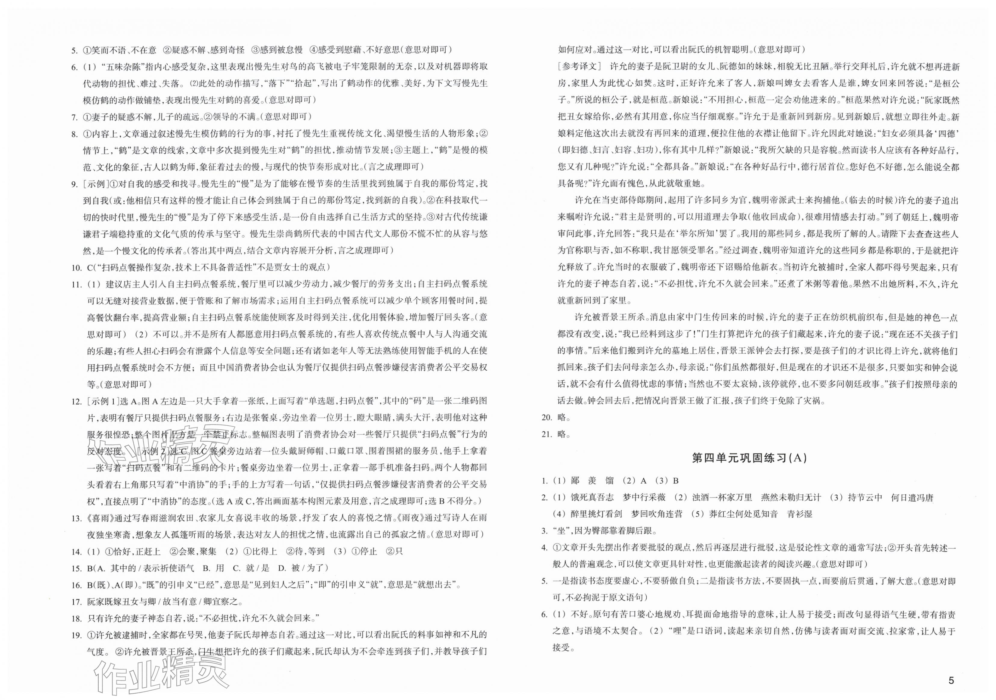 2026年巩固与提高浙江教育出版社九年级语文下册人教版&nbsp;第5页