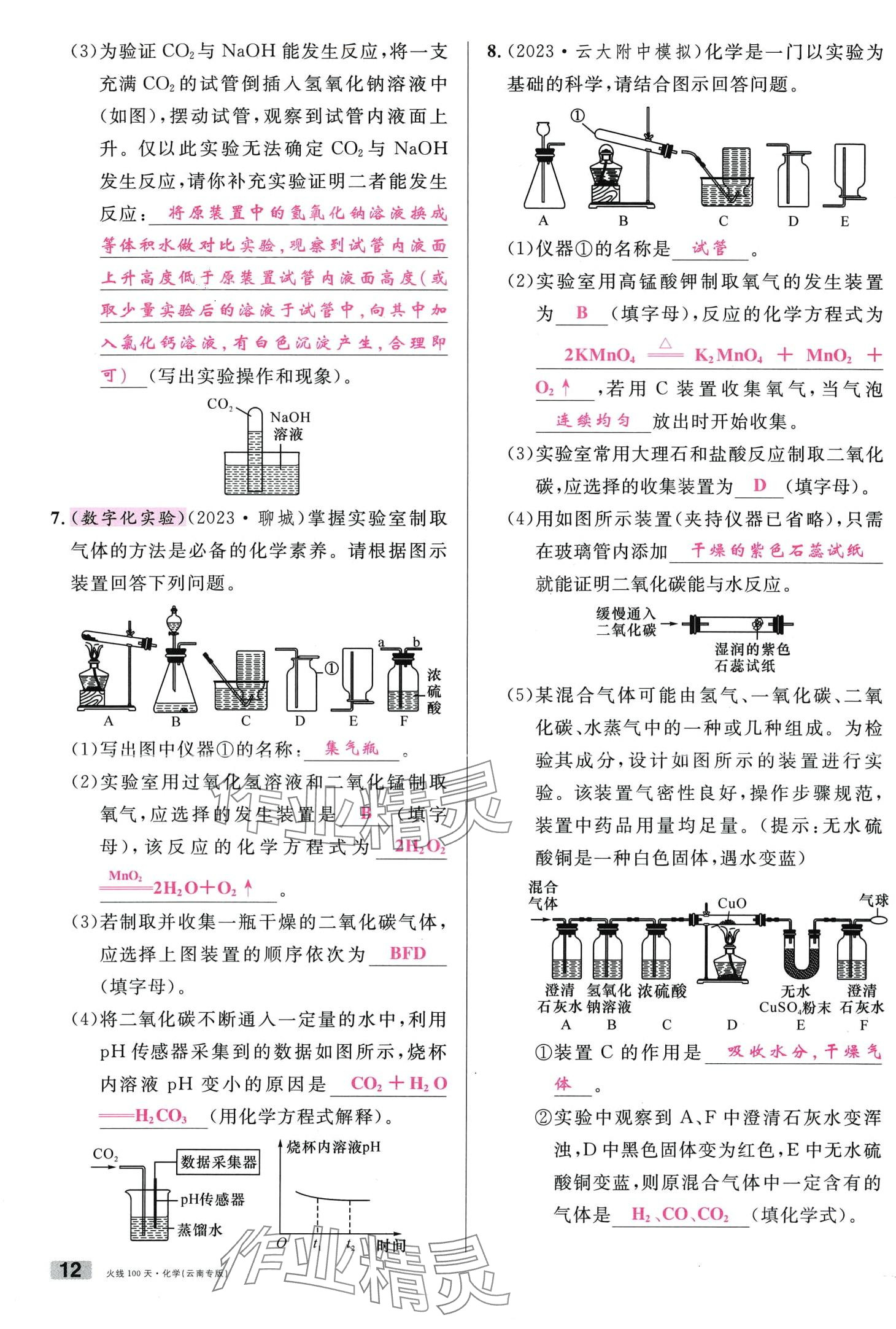 2024年火线100天化学中考云南专版&nbsp;第12页