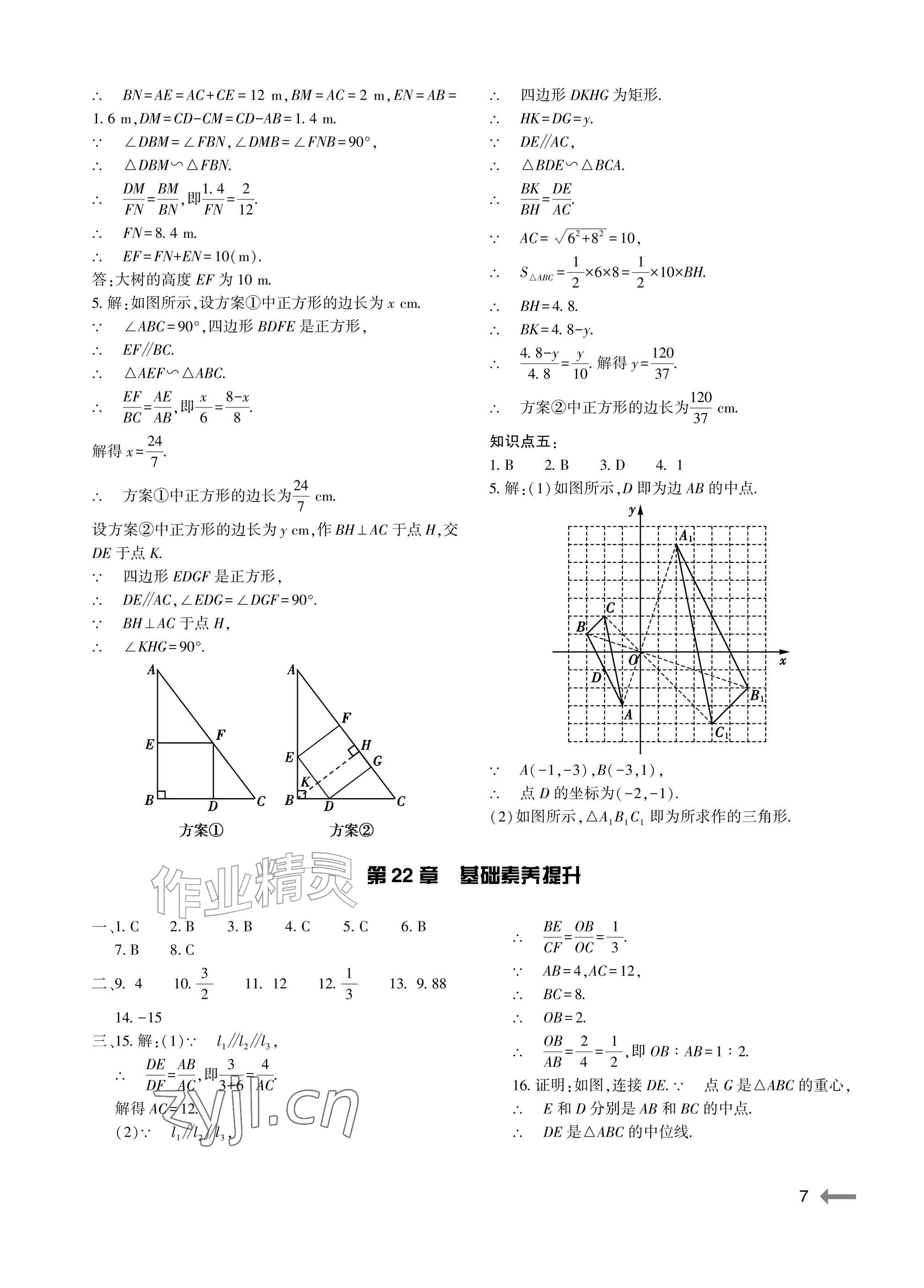 2026年节节高大象出版社九年级数学全一册华师大版&nbsp;参考答案第7页