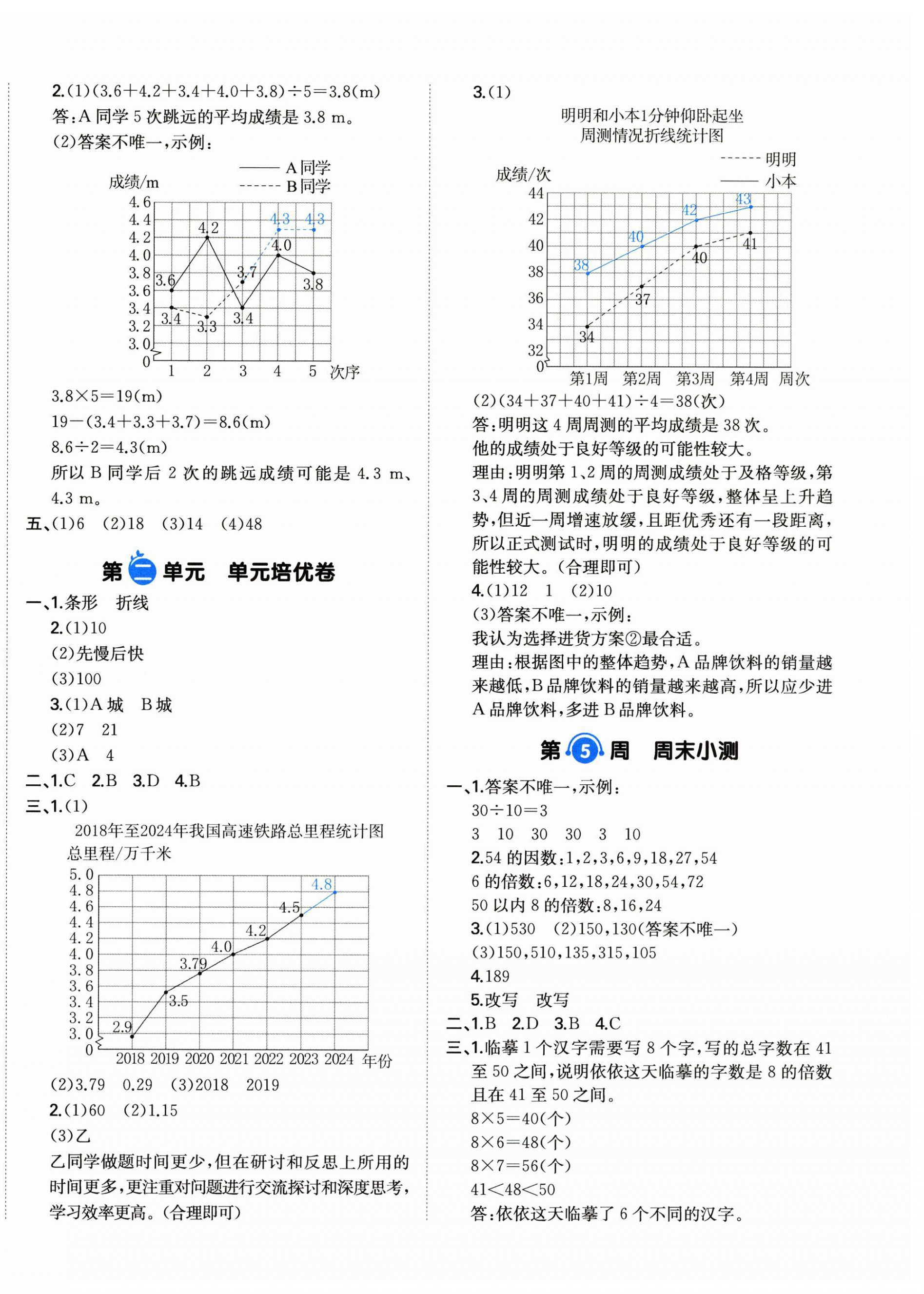 2026年一本周末小测卷五年级数学下册苏教版&nbsp;第4页