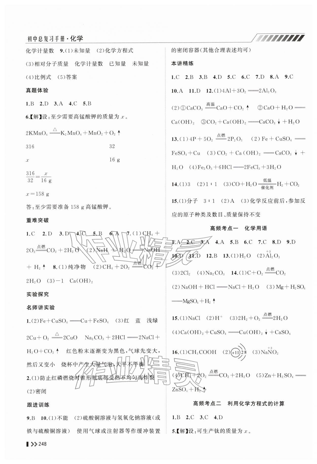 2026年初中总复习手册山东人民出版社化学&nbsp;第6页