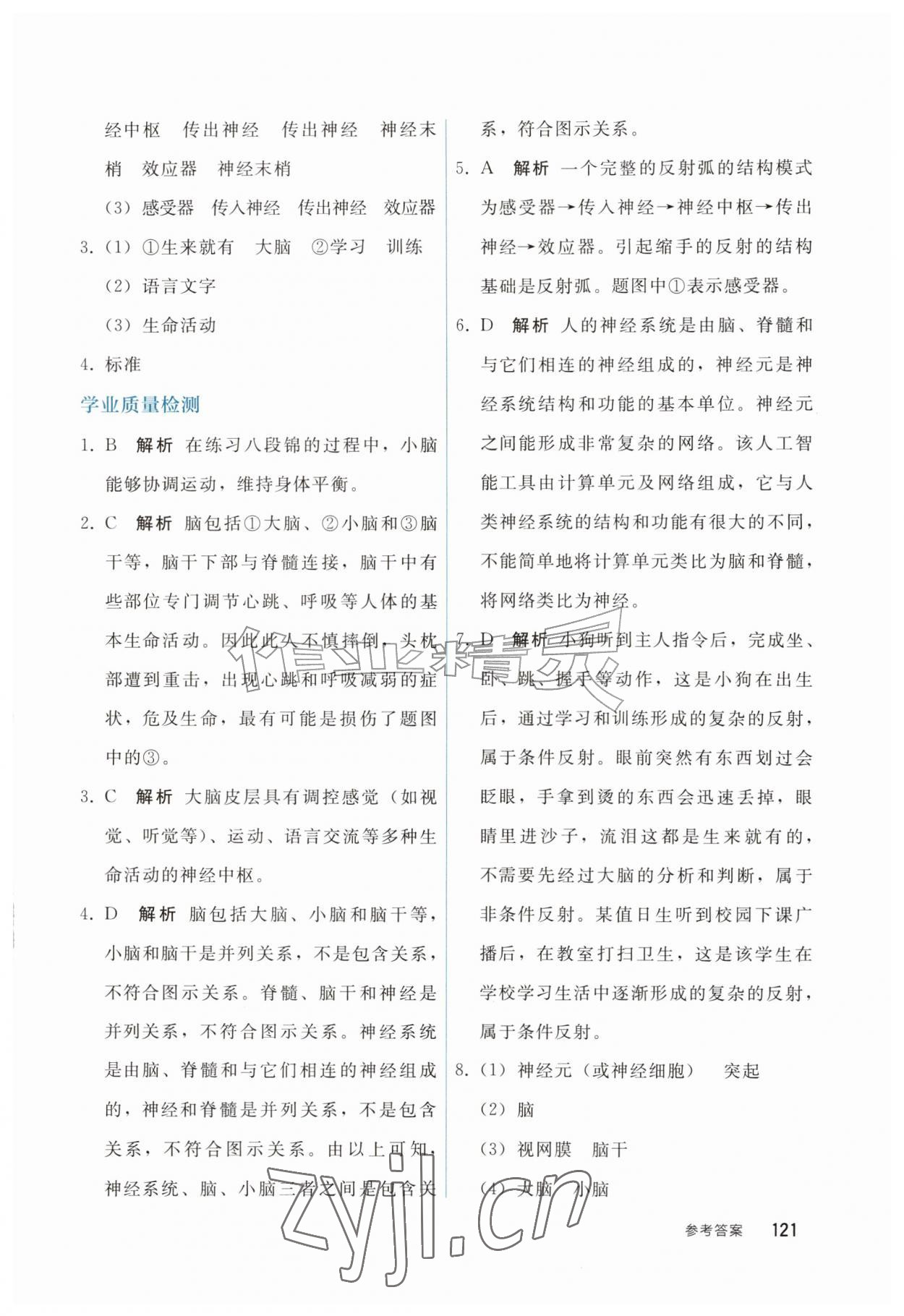 2026年同步轻松练习八年级生物上册人教版四川专版&nbsp;参考答案第3页