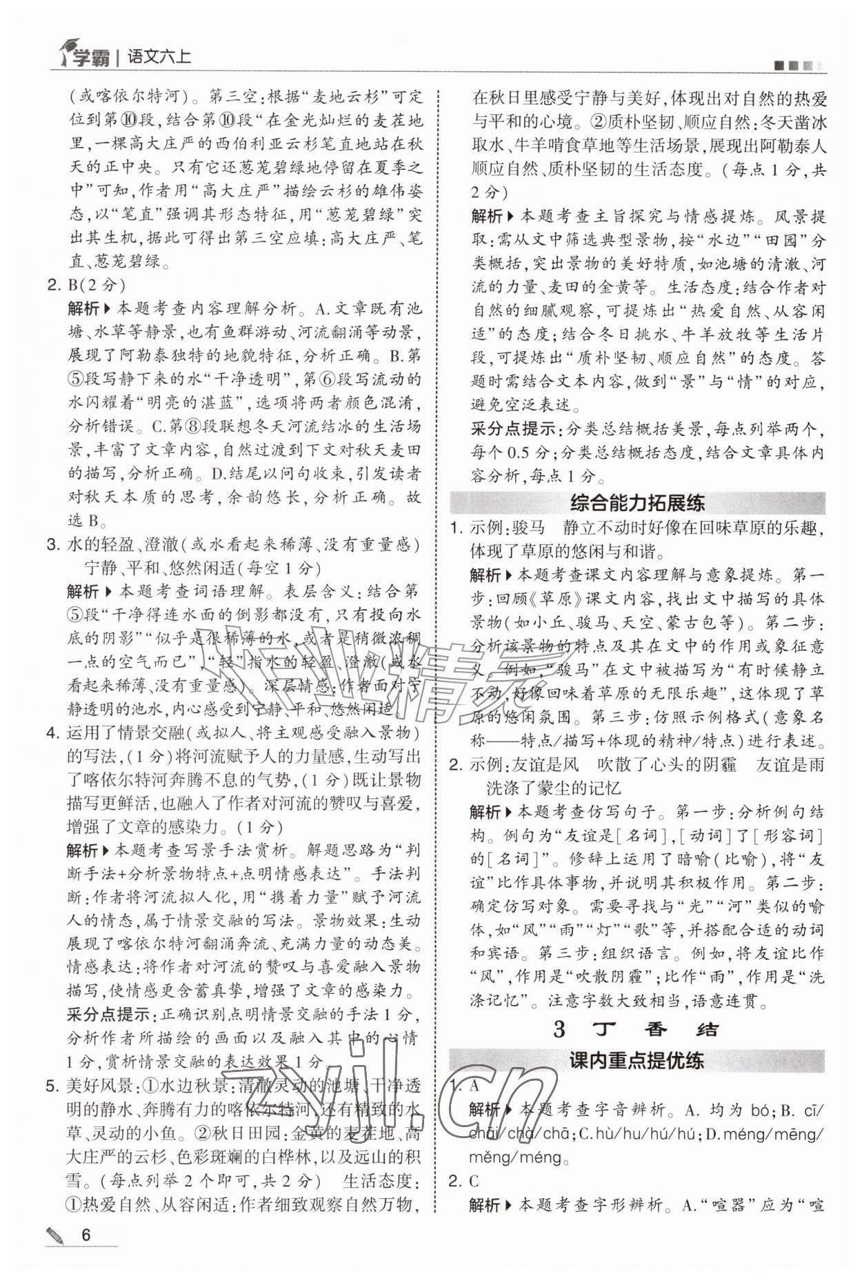 2026年经纶学典5星学霸六年级语文上册人教版&nbsp;第6页