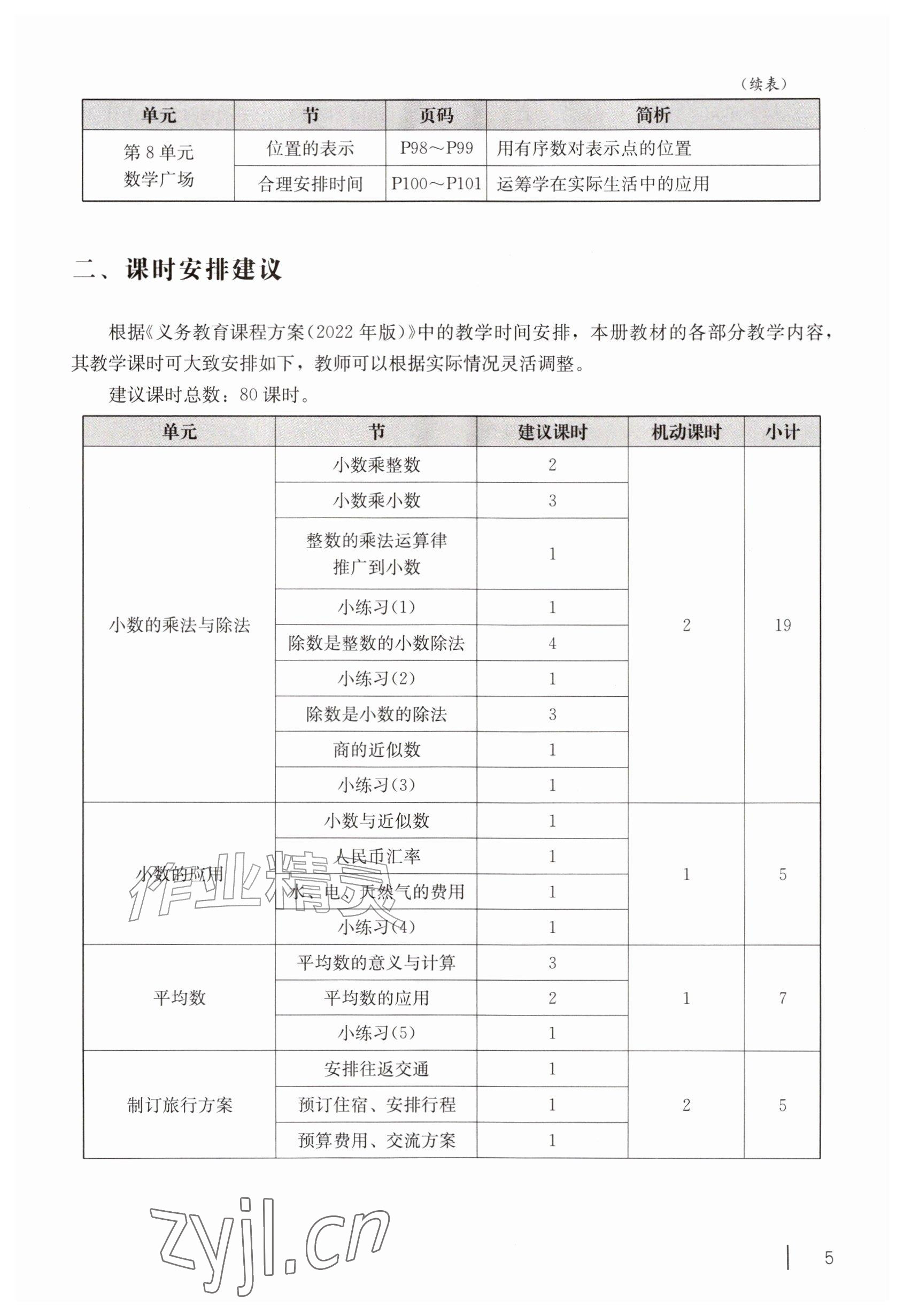 2026年教材课本五年级数学上册沪教版五四制&nbsp;参考答案第5页