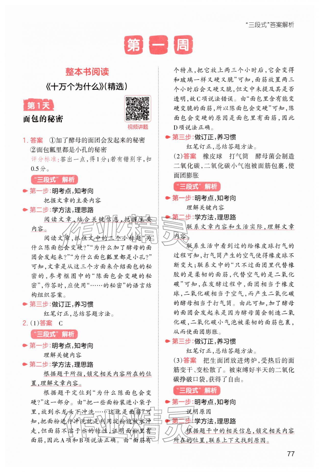 2026年一本小学语文寒假阅读四年级人教版&nbsp;参考答案第1页