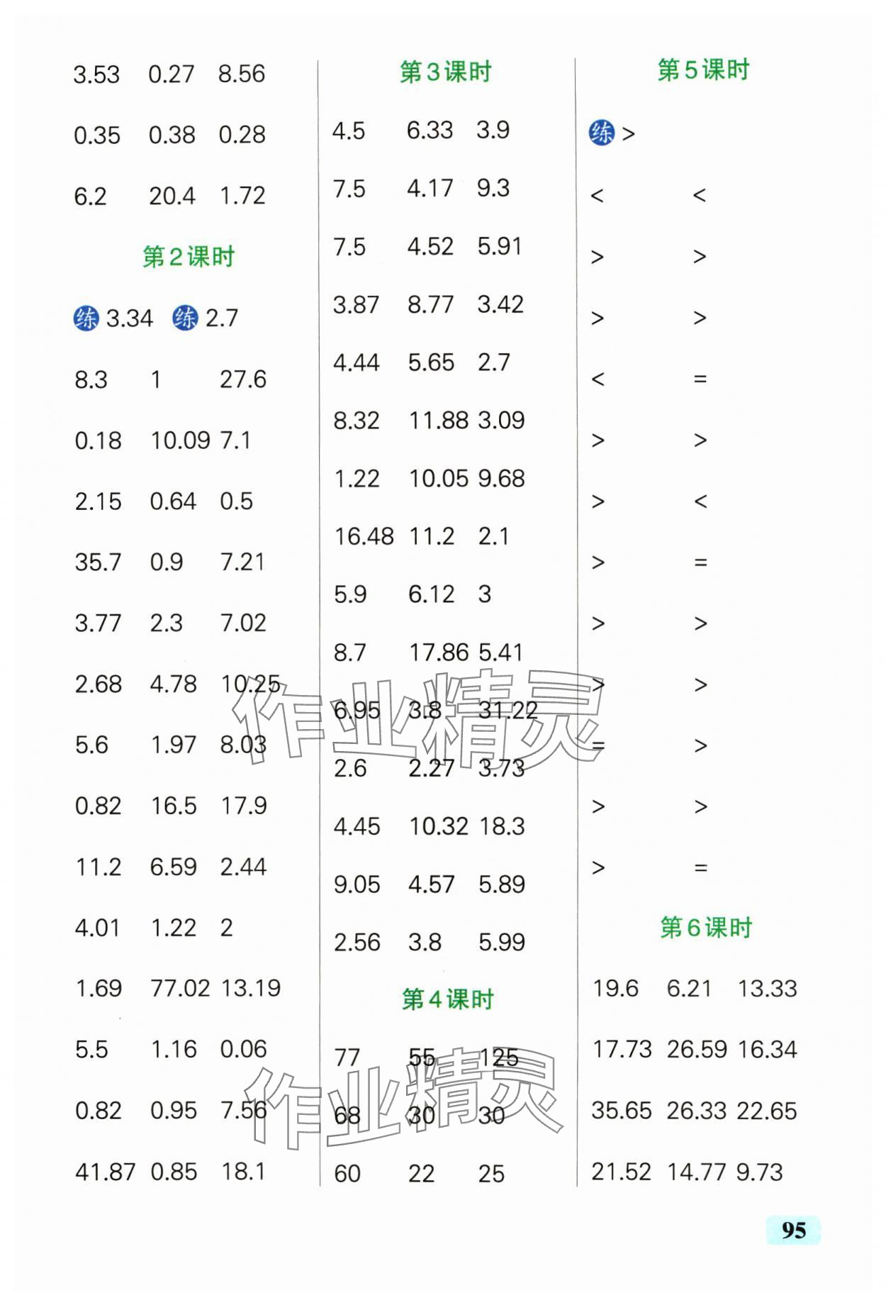2025年小学学霸口算四年级数学下册北师大版&nbsp;参考答案第5页