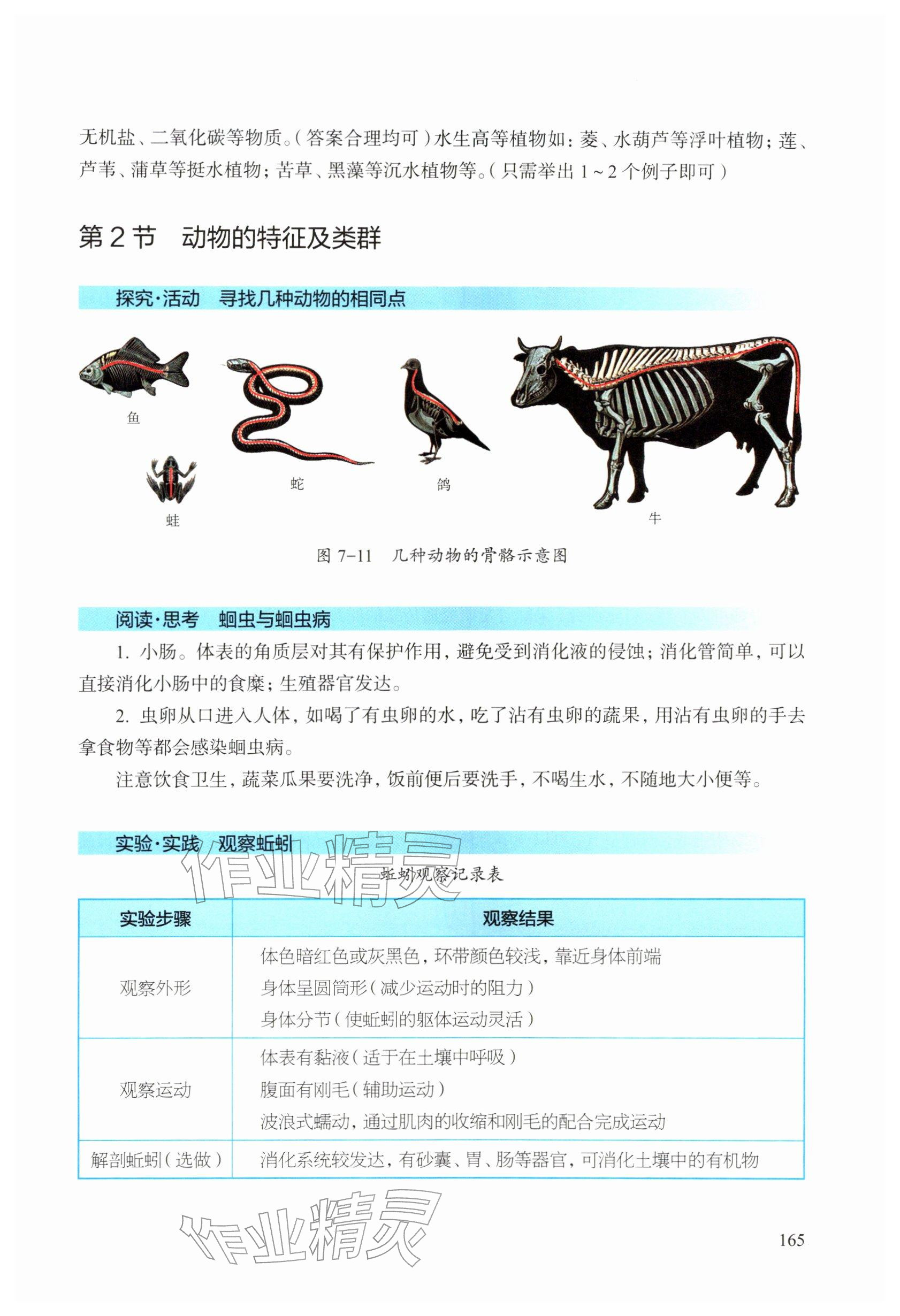 2026年教材课本七年级生物下册沪教版五四制&nbsp;参考答案第4页