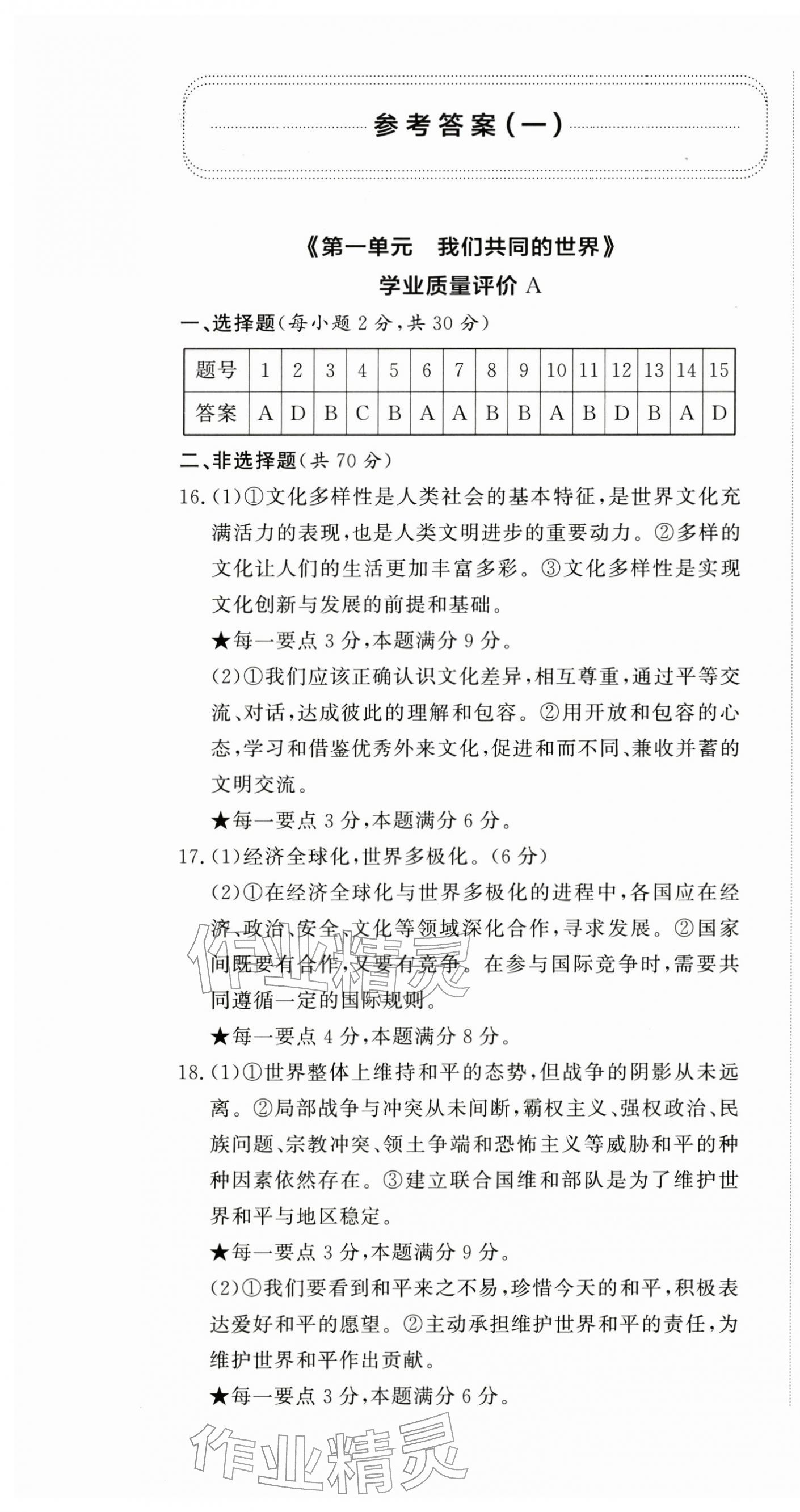 2026年精练课堂分层作业九年级道德与法治下册人教版&nbsp;第1页