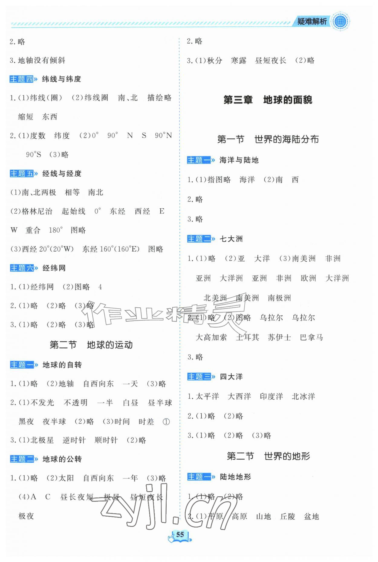 2026年填充图册山东科学技术出版社七年级地理上册湘教版&nbsp;参考答案第2页