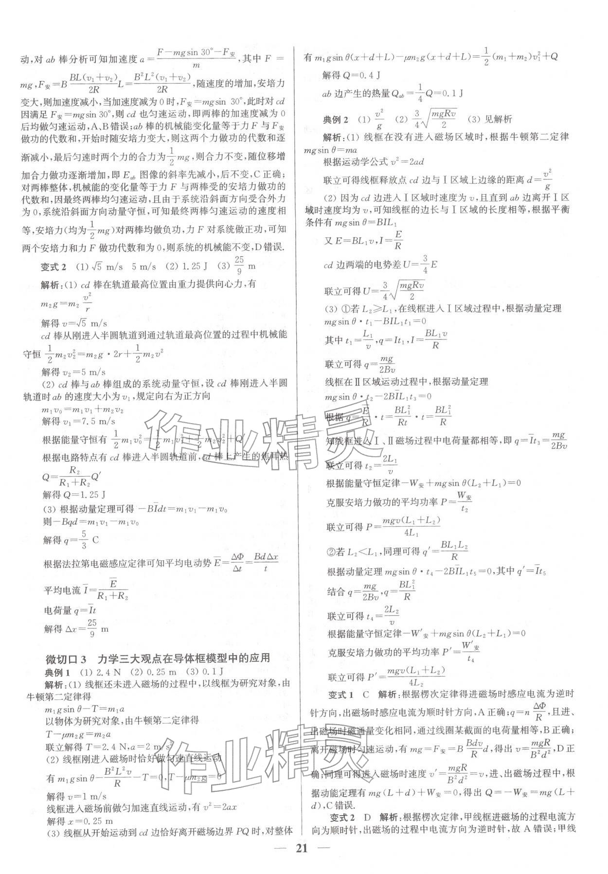 2026年南方凤凰台5A新考案物理二轮&nbsp;参考答案第21页