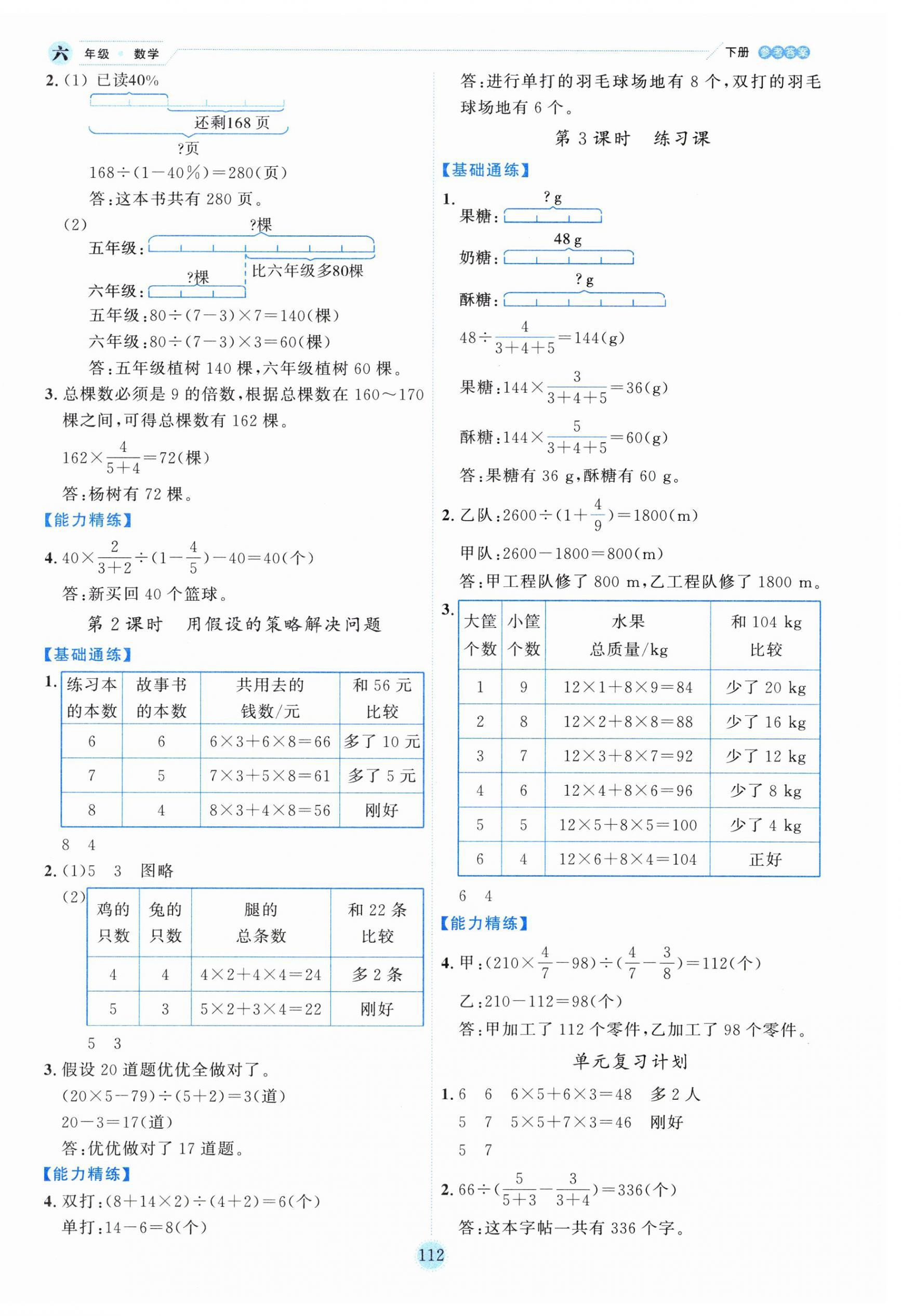 2026年优秀生作业本六年级数学下册苏教版&nbsp;参考答案第4页