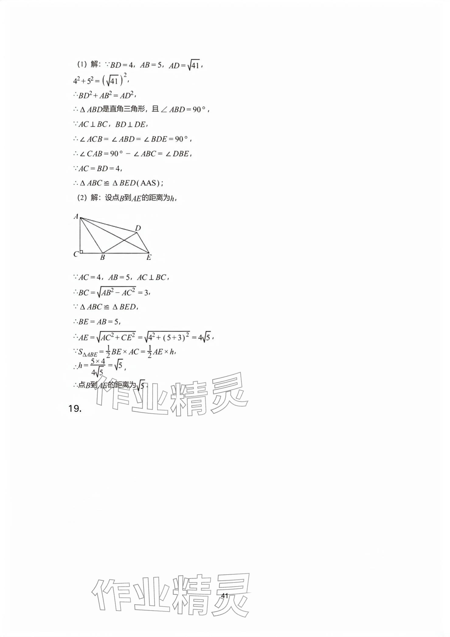 2026年基础训练大象出版社八年级数学下册人教版&nbsp;参考答案第41页