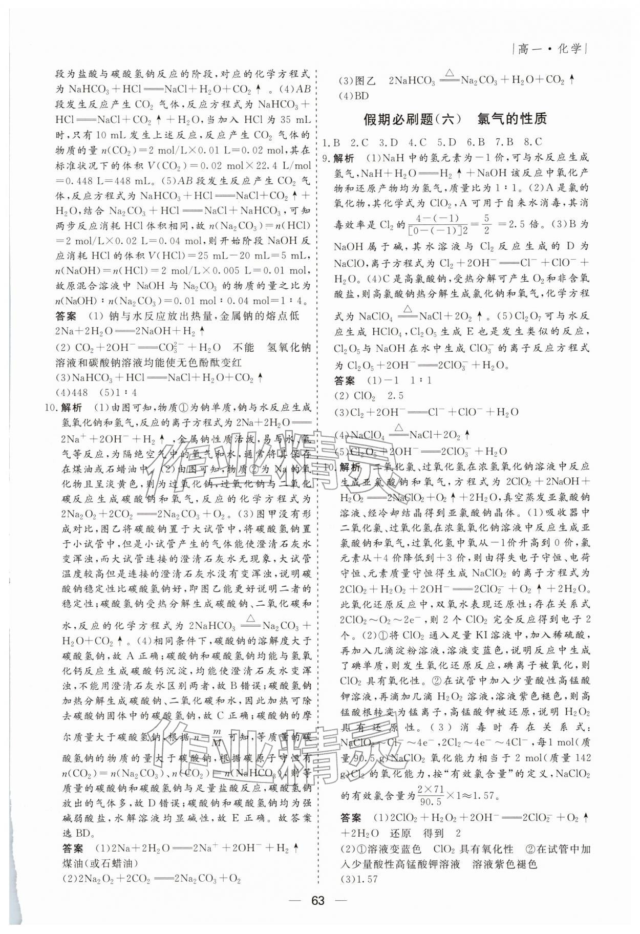 2026年薪火文化假期必刷题高一化学&nbsp;第3页