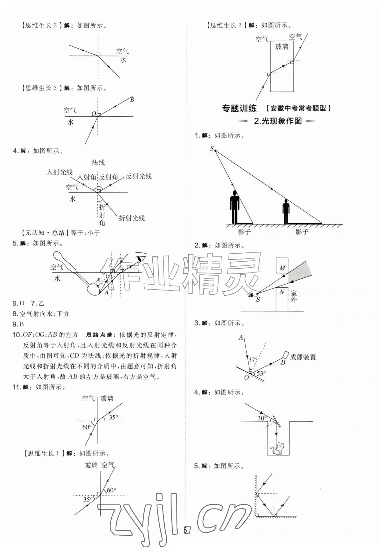 2026年点拨训练八年级物理上册沪粤版安徽专版&nbsp;参考答案第5页