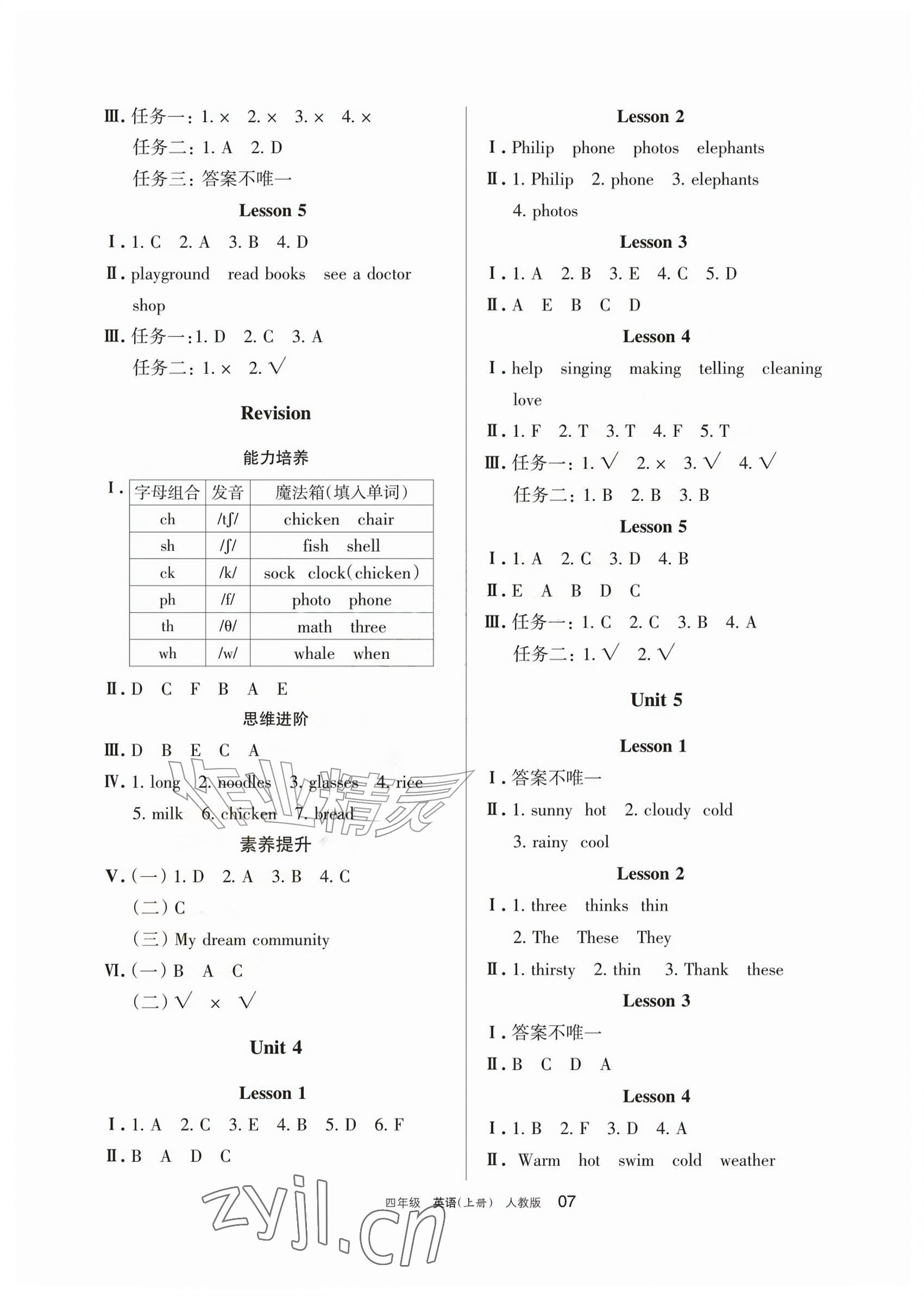 2026年学习之友四年级英语上册人教版&nbsp;参考答案第2页