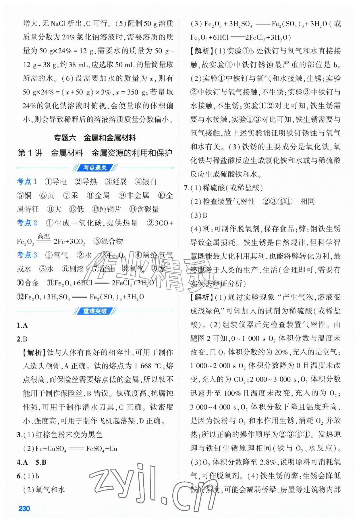 2026年初中总复习手册山东友谊出版社化学鲁教版&nbsp;第10页