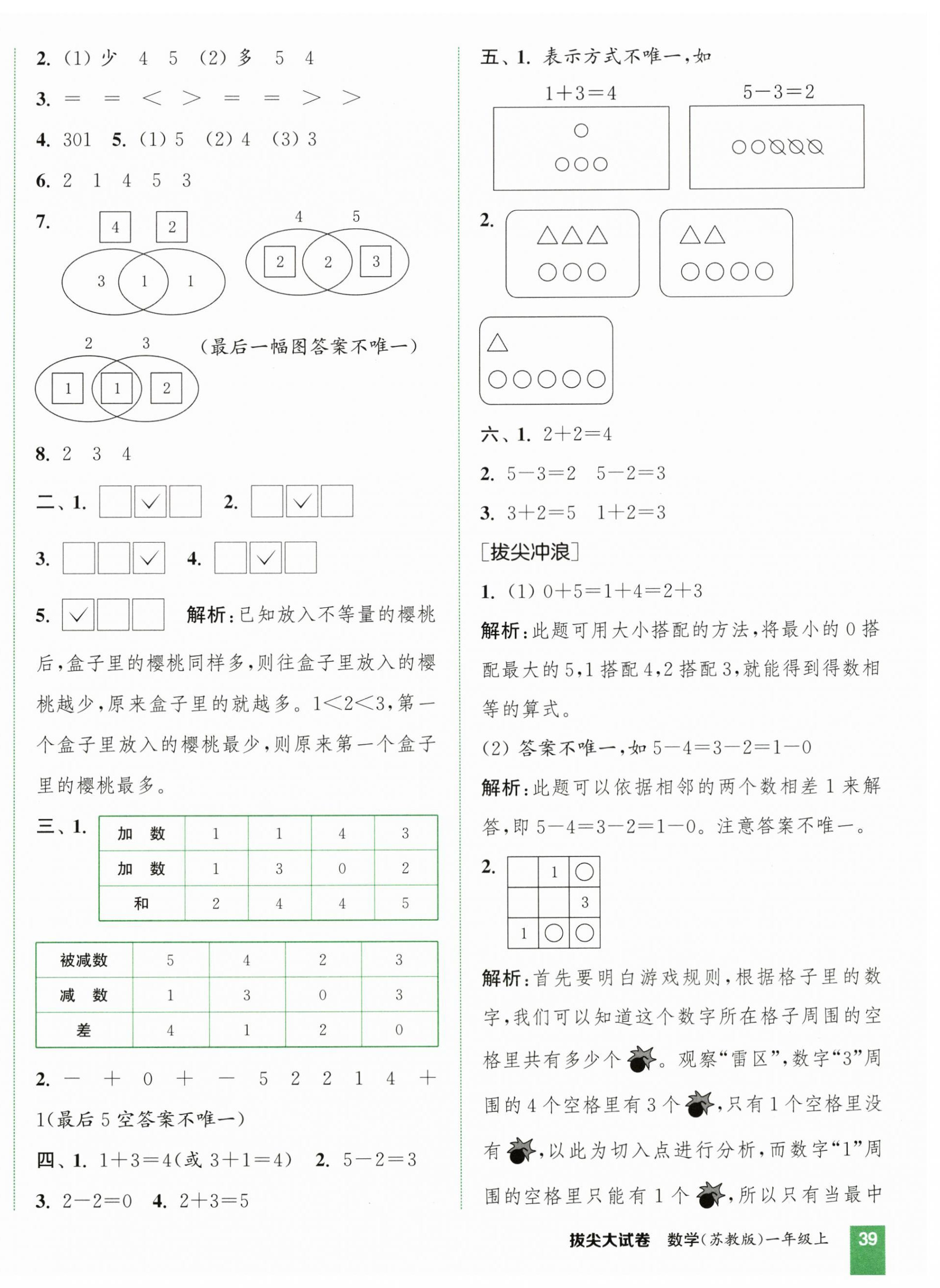 2026年通城学典拔尖大试卷一年级数学上册苏教版&nbsp;第2页