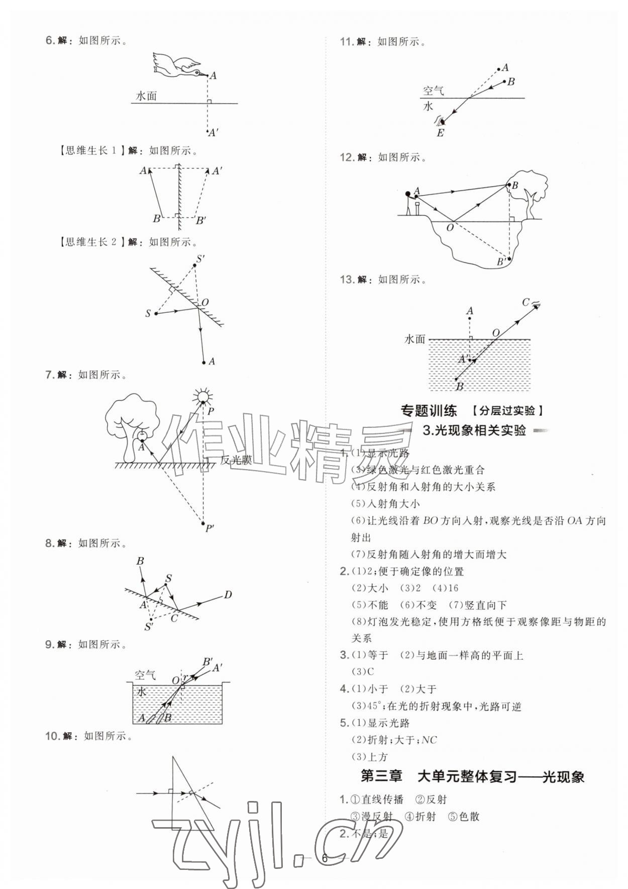 2026年点拨训练八年级物理上册沪粤版安徽专版&nbsp;参考答案第6页