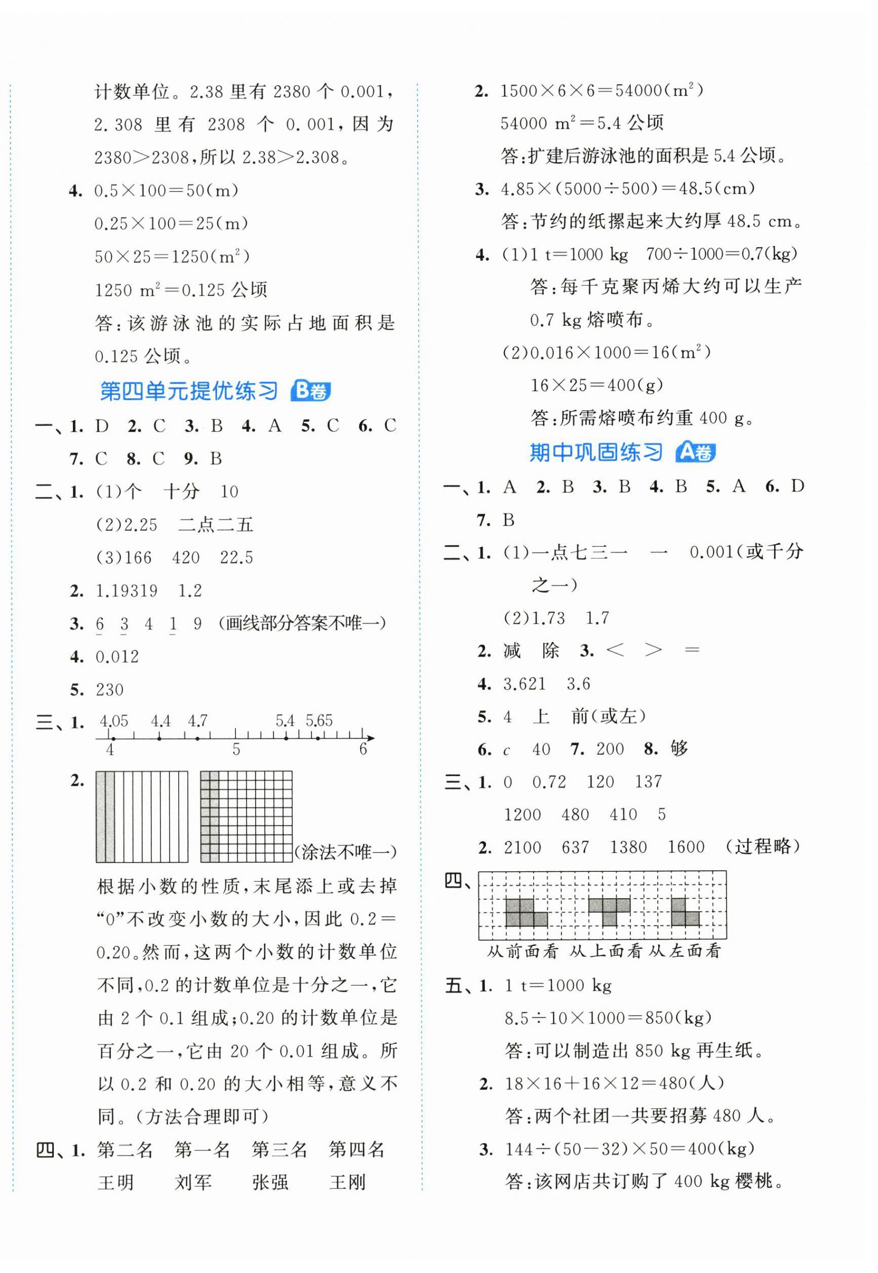 2026年53全优卷四年级数学下册人教版&nbsp;第4页