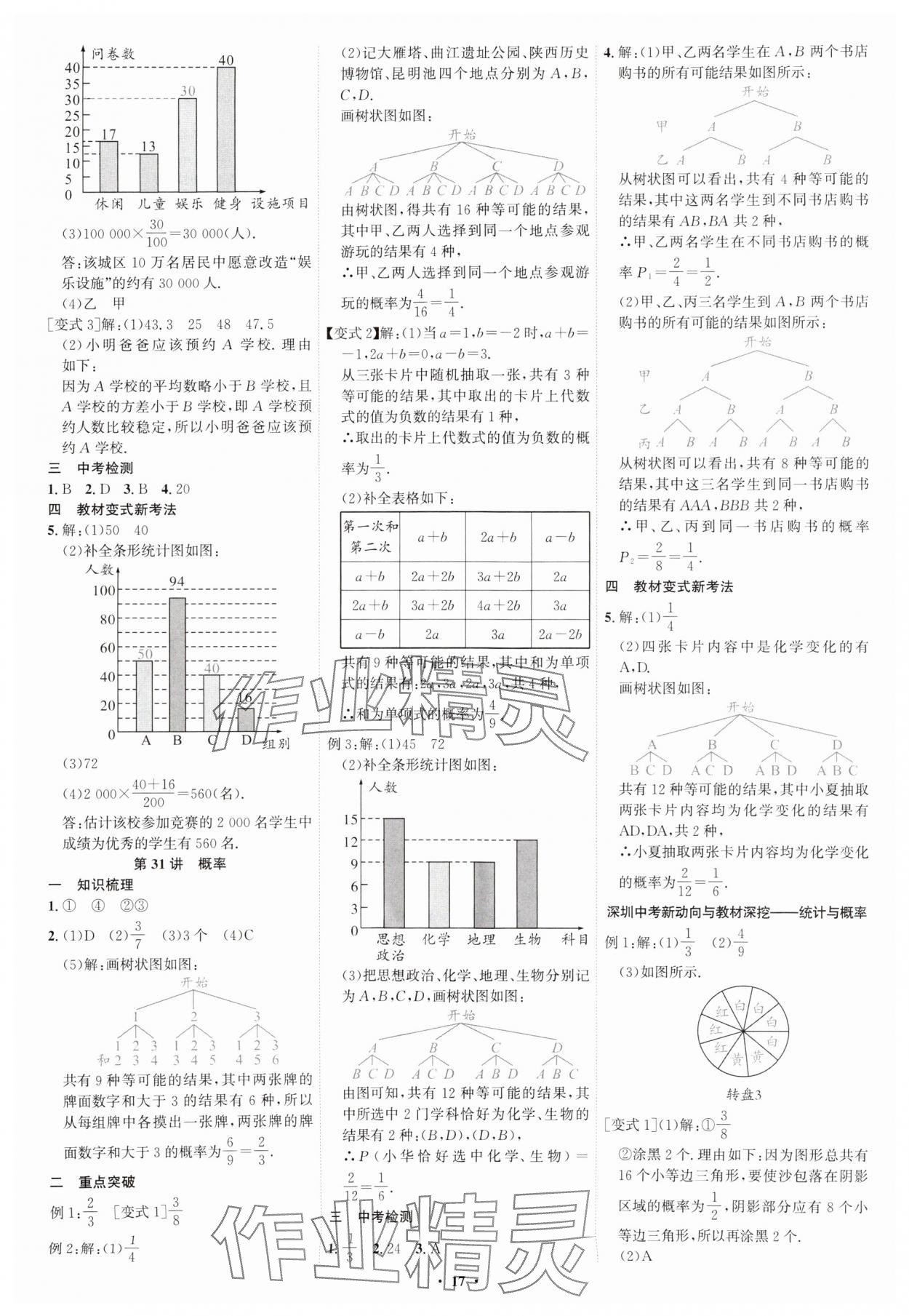 2025年多维中考数学中考深圳专版&nbsp;参考答案第17页