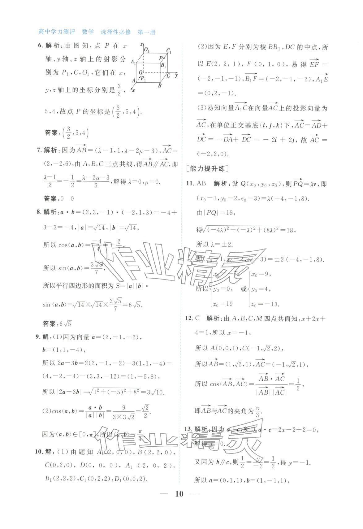 2025年高中学力测评数学选择性必修第一册&nbsp;第10页