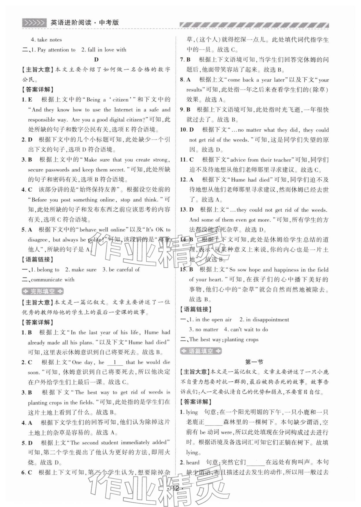 2026年英语进阶阅读九年级英语&nbsp;第12页