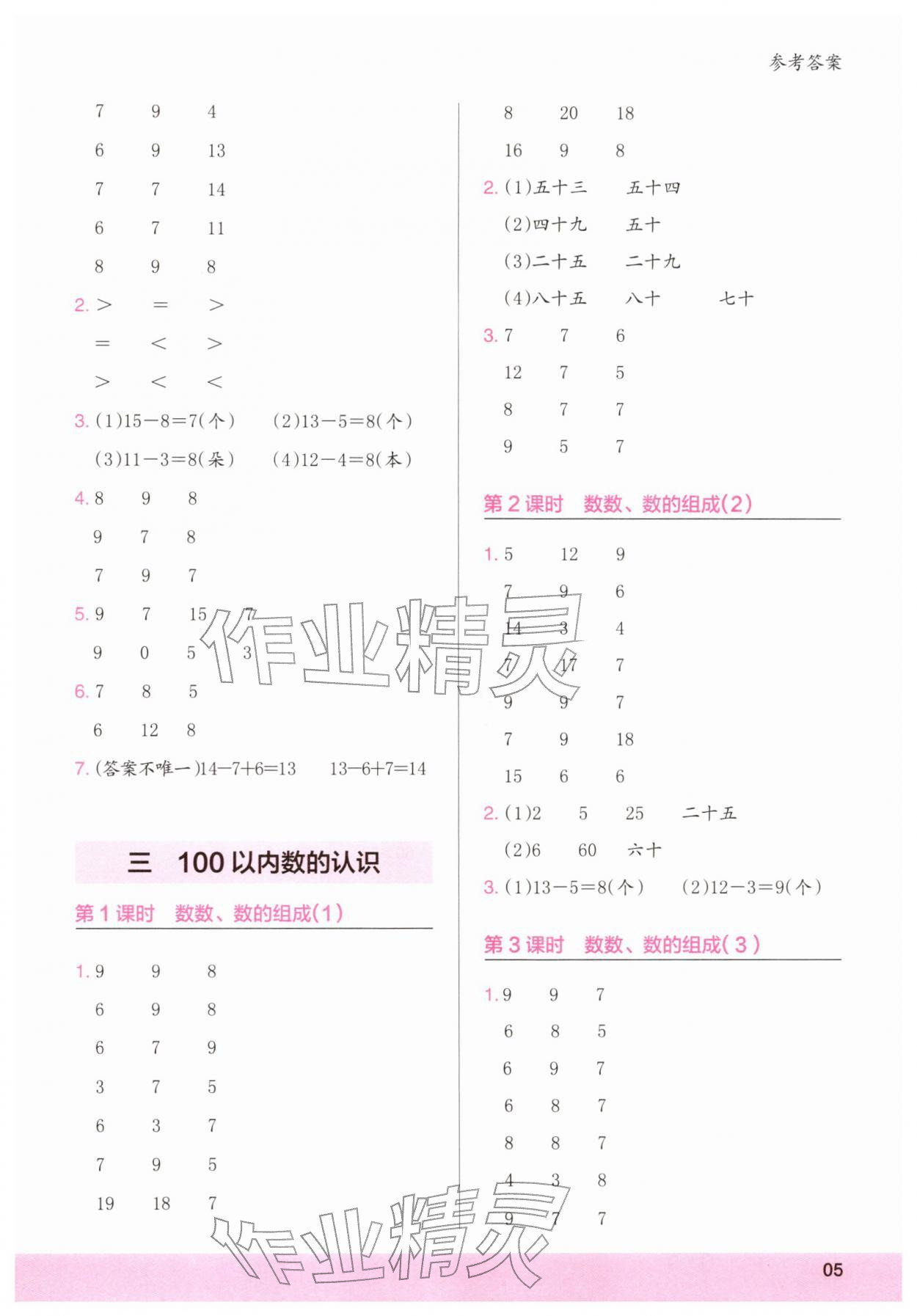 2026年木头马计算小状元一年级数学下册人教版&nbsp;第5页