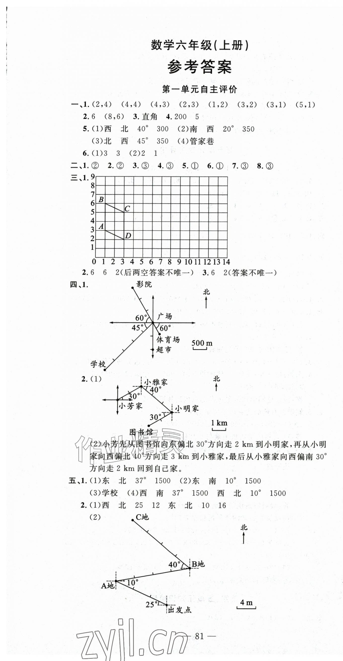 2026年智慧课堂自主评价六年级数学上册人教版&nbsp;第1页
