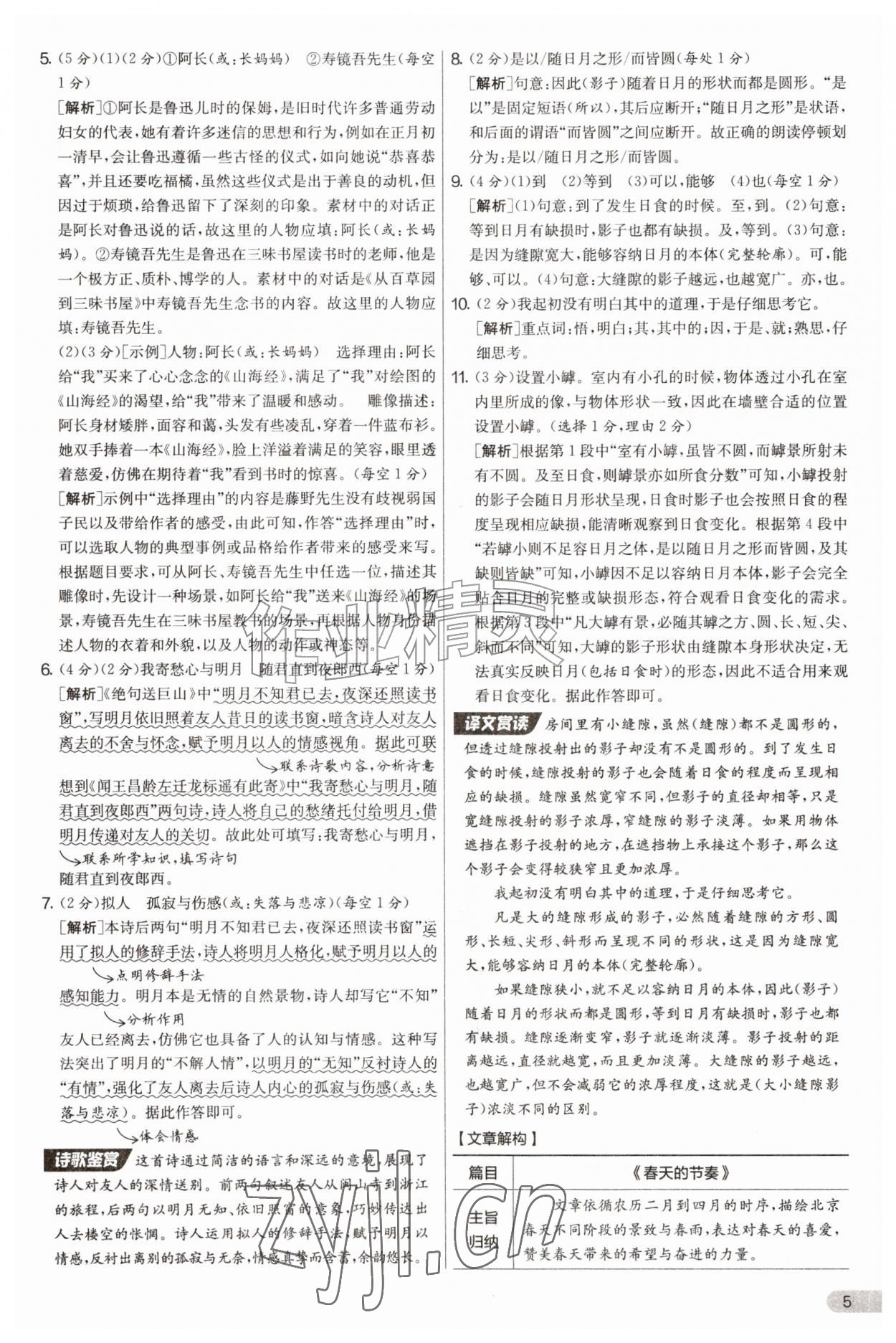 2026年实验班提优大考卷七年级语文上册人教版&nbsp;第5页