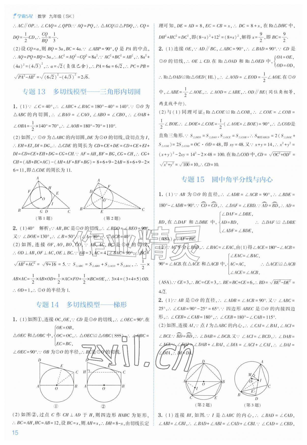2026年经纶学典5星学霸九年级数学全一册苏科版&nbsp;参考答案第15页