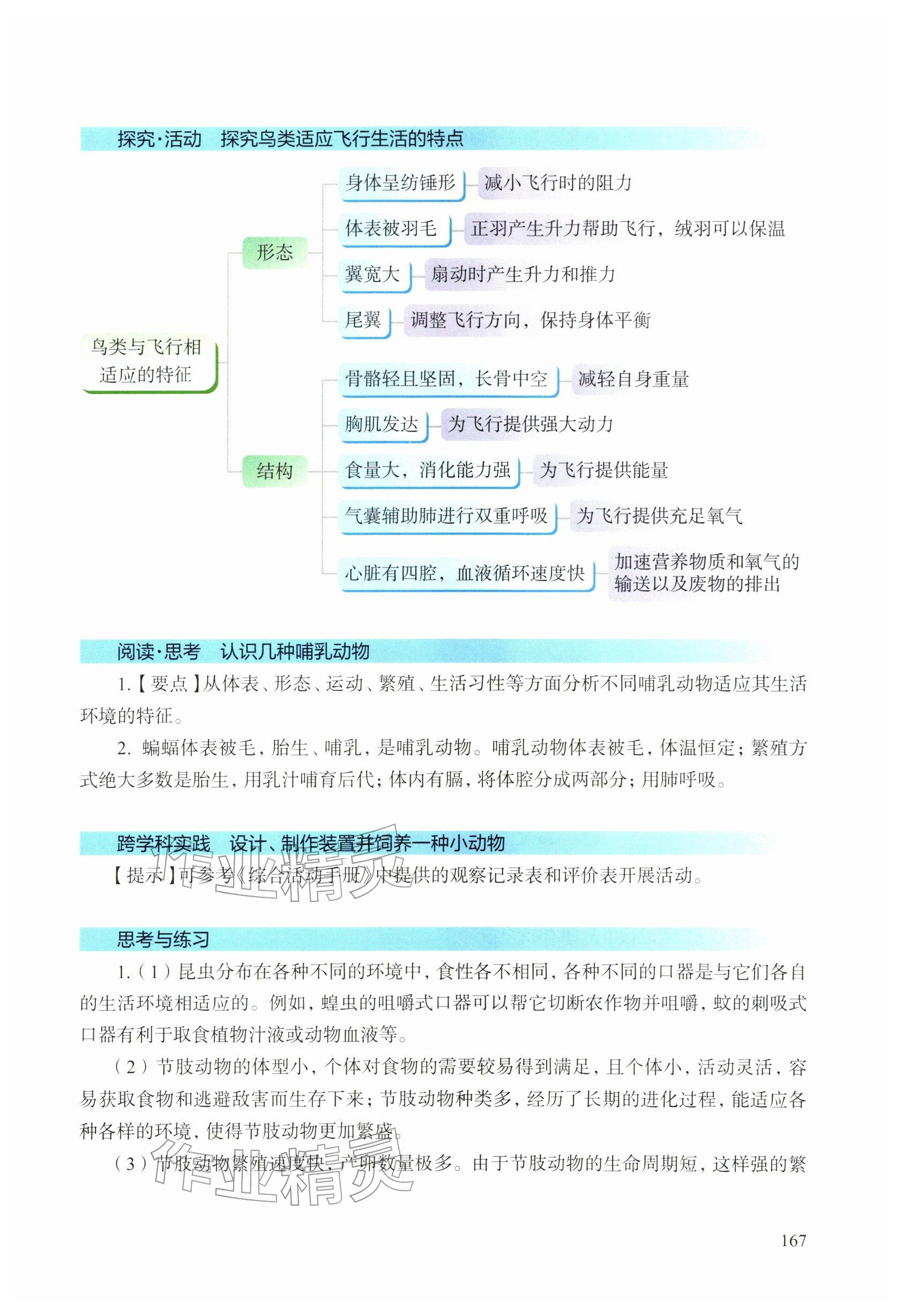 2026年教材课本七年级生物下册沪教版五四制&nbsp;参考答案第6页