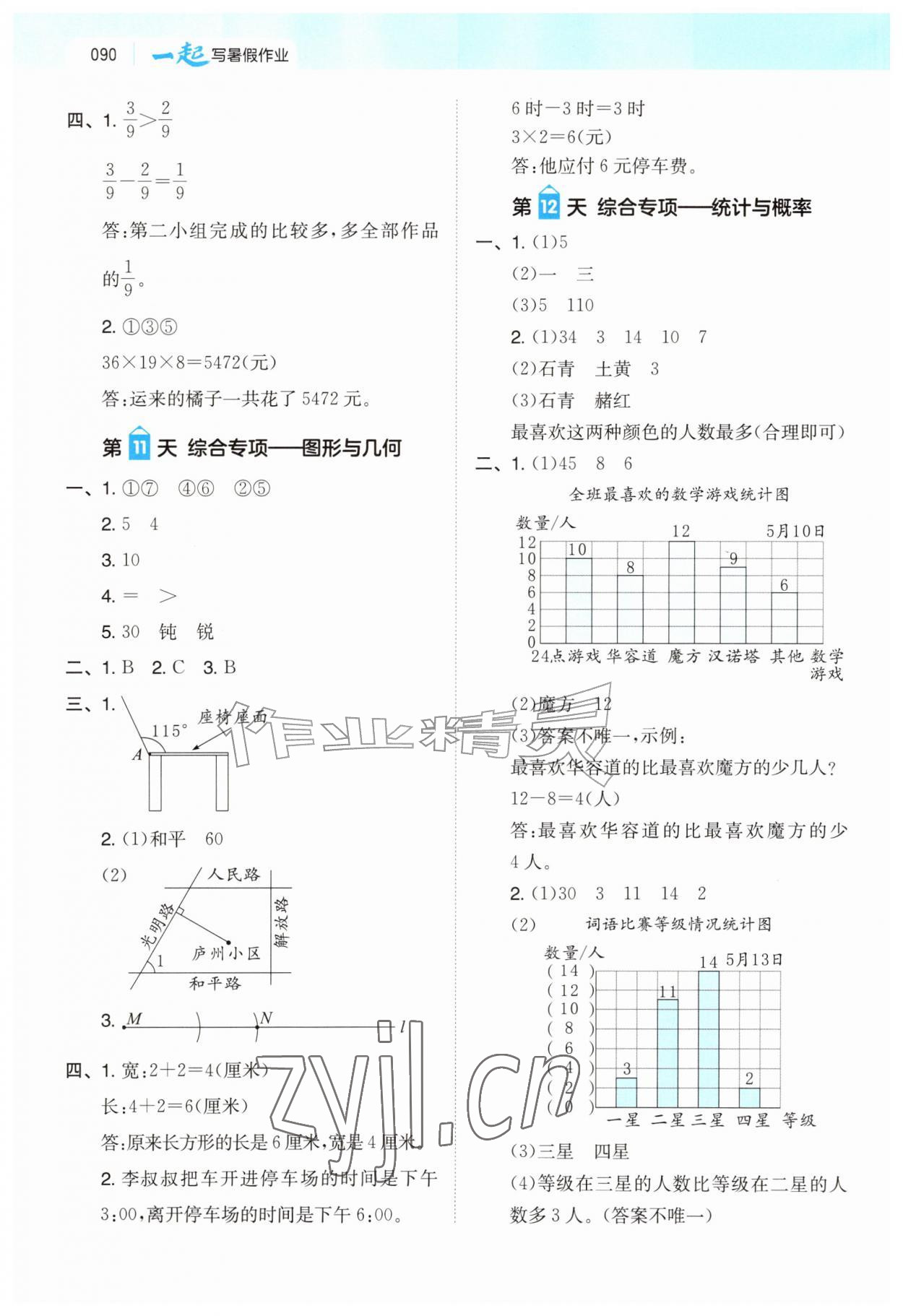 2026年一起写暑假作业三年级数学苏教版&nbsp;第4页