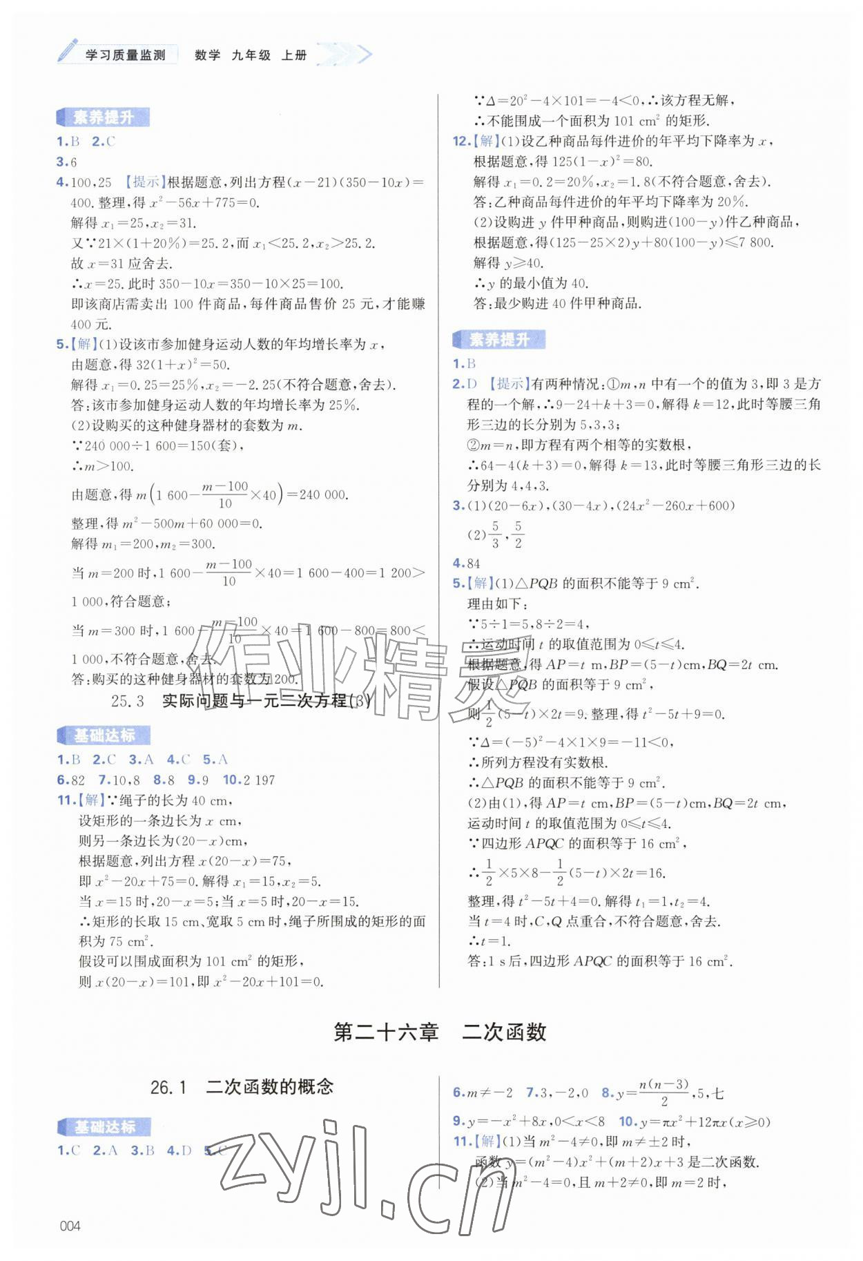 2026年学习质量监测九年级数学上册人教版&nbsp;第4页