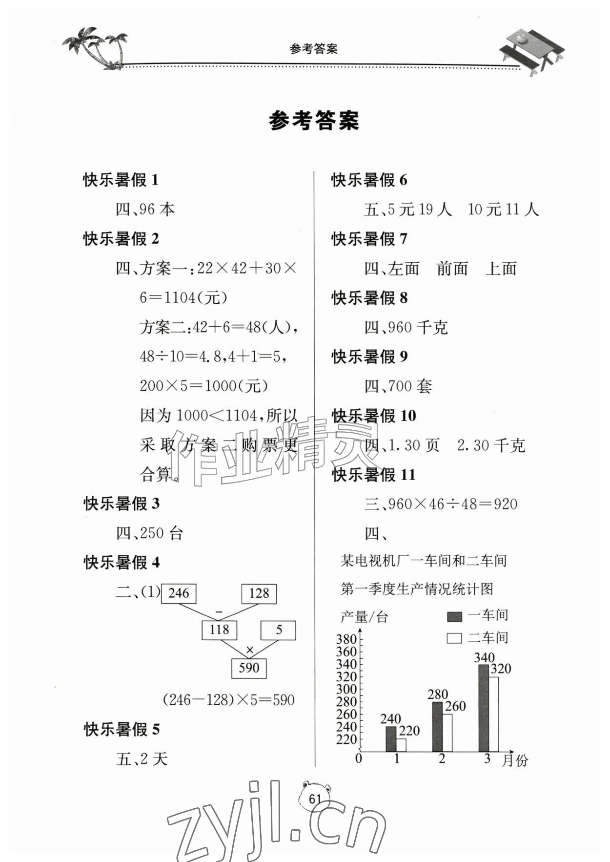2026年新课堂暑假生活四年级数学&nbsp;第1页