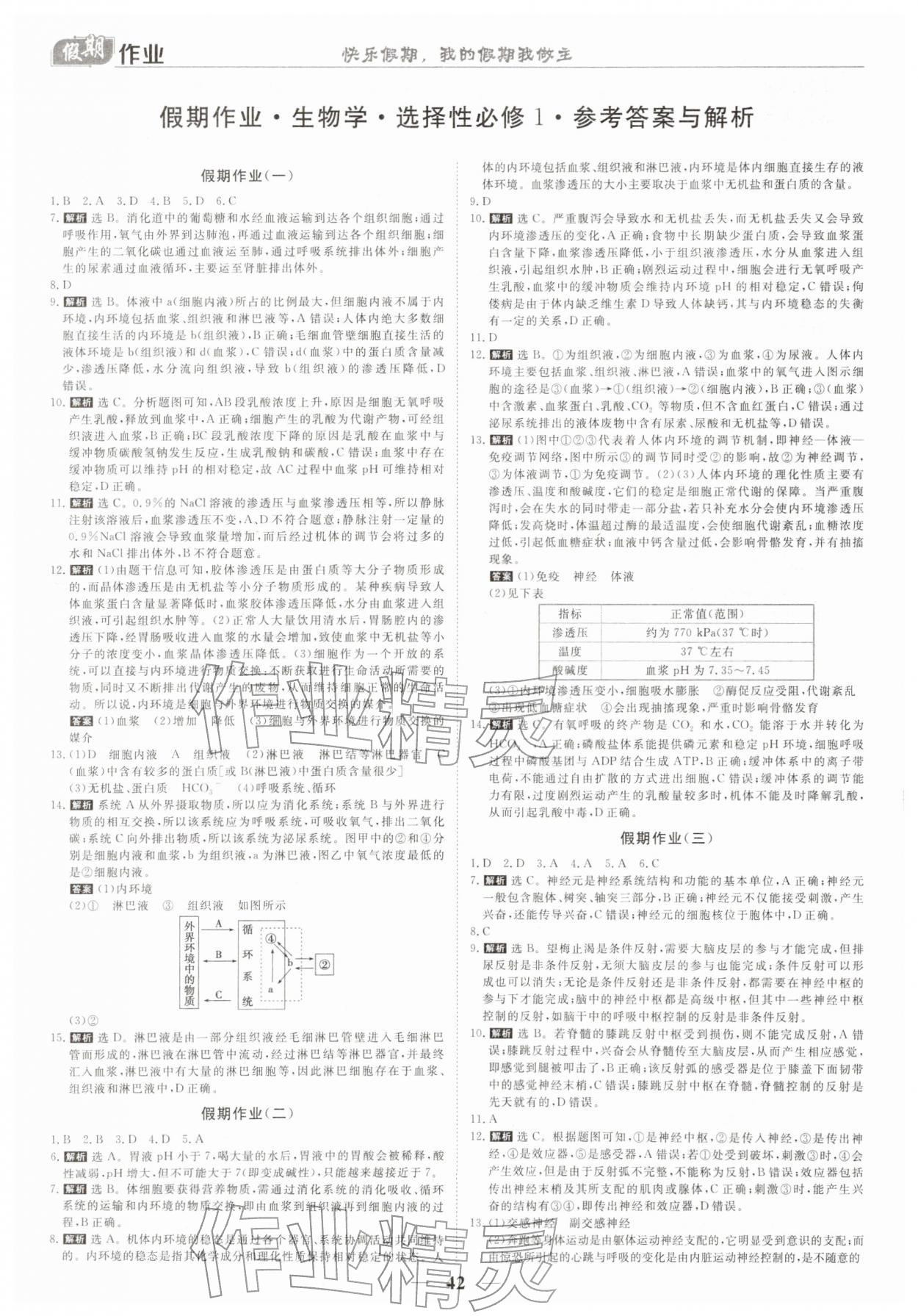2026年快樂假期崇文書局高二生物&nbsp;參考答案第1頁