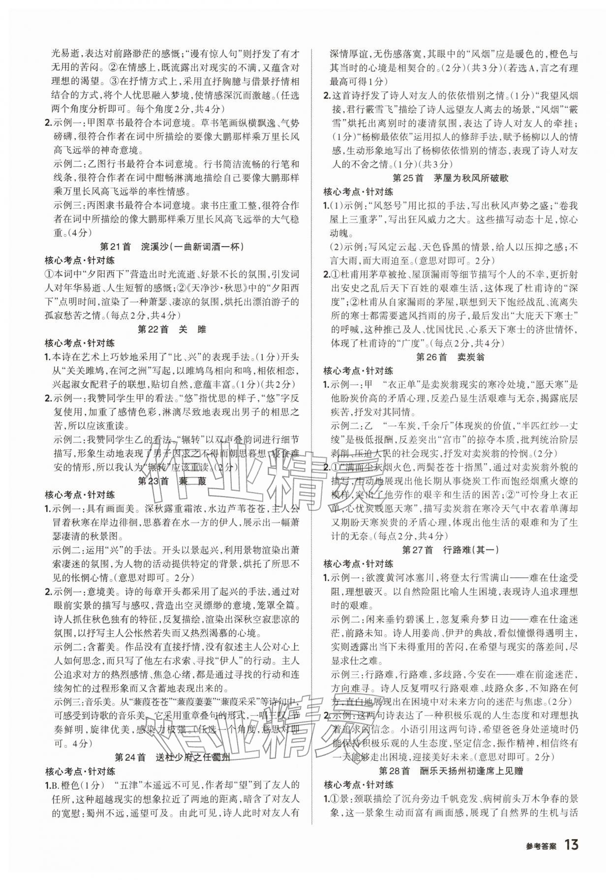 2026年鼎成中考精准提分语文河南专版&nbsp;参考答案第13页
