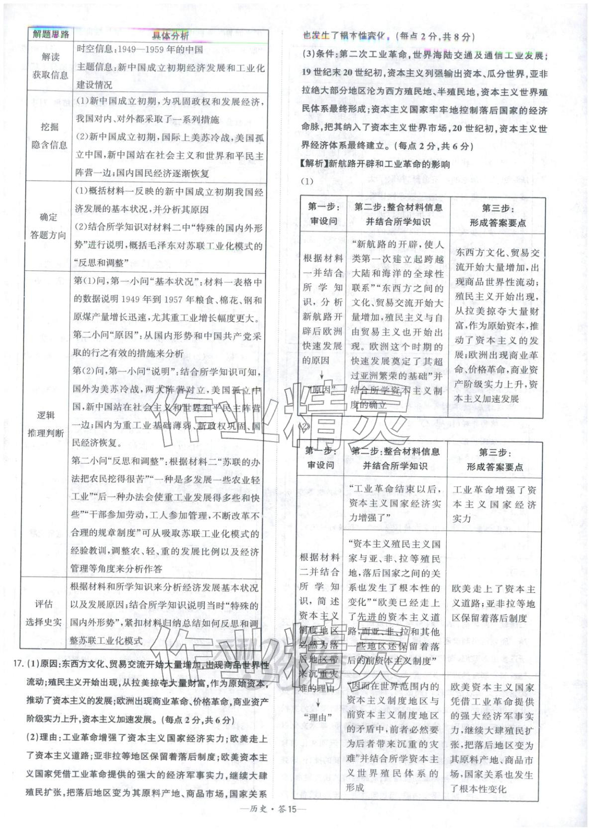2026年高考模拟试题汇编高中历史全一册通用版&nbsp;参考答案第15页