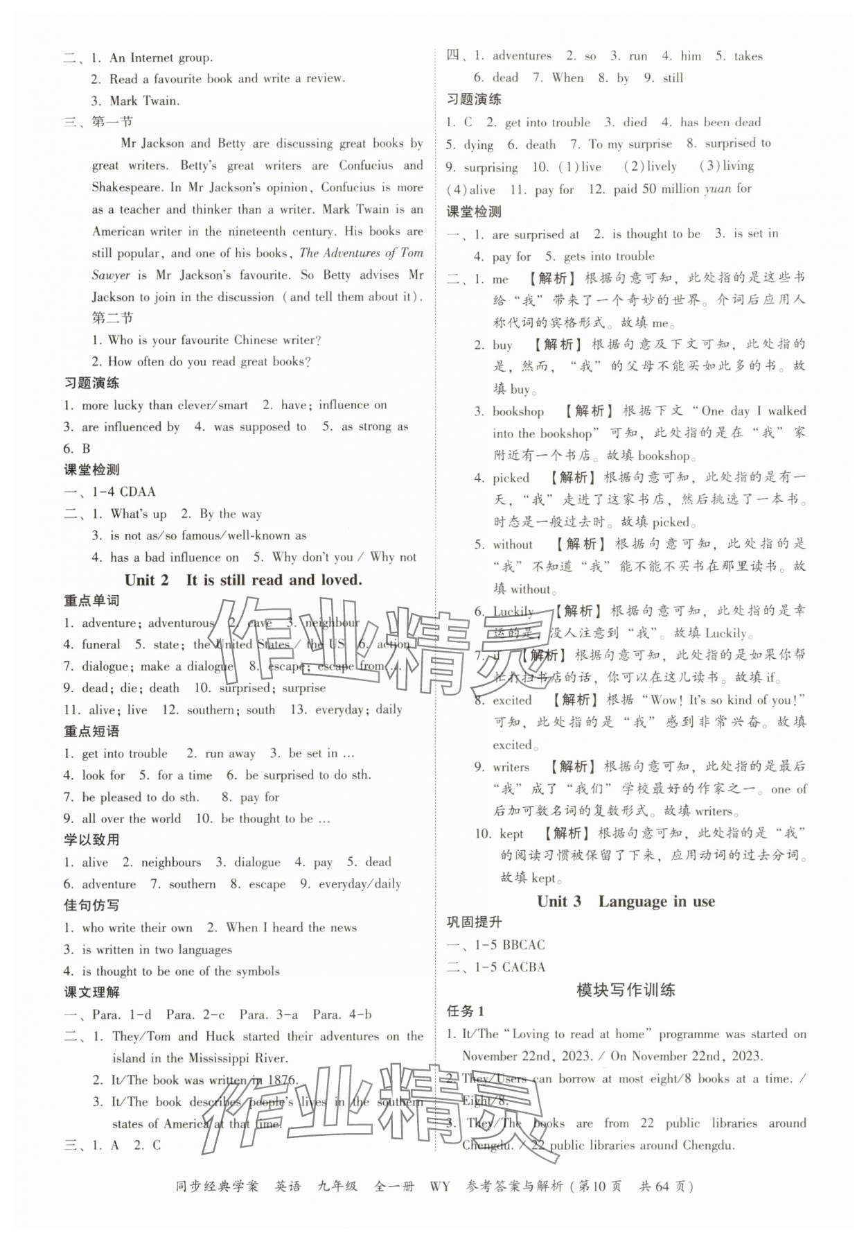 2025年同步经典学案九年级英语全一册外研版&nbsp;第10页
