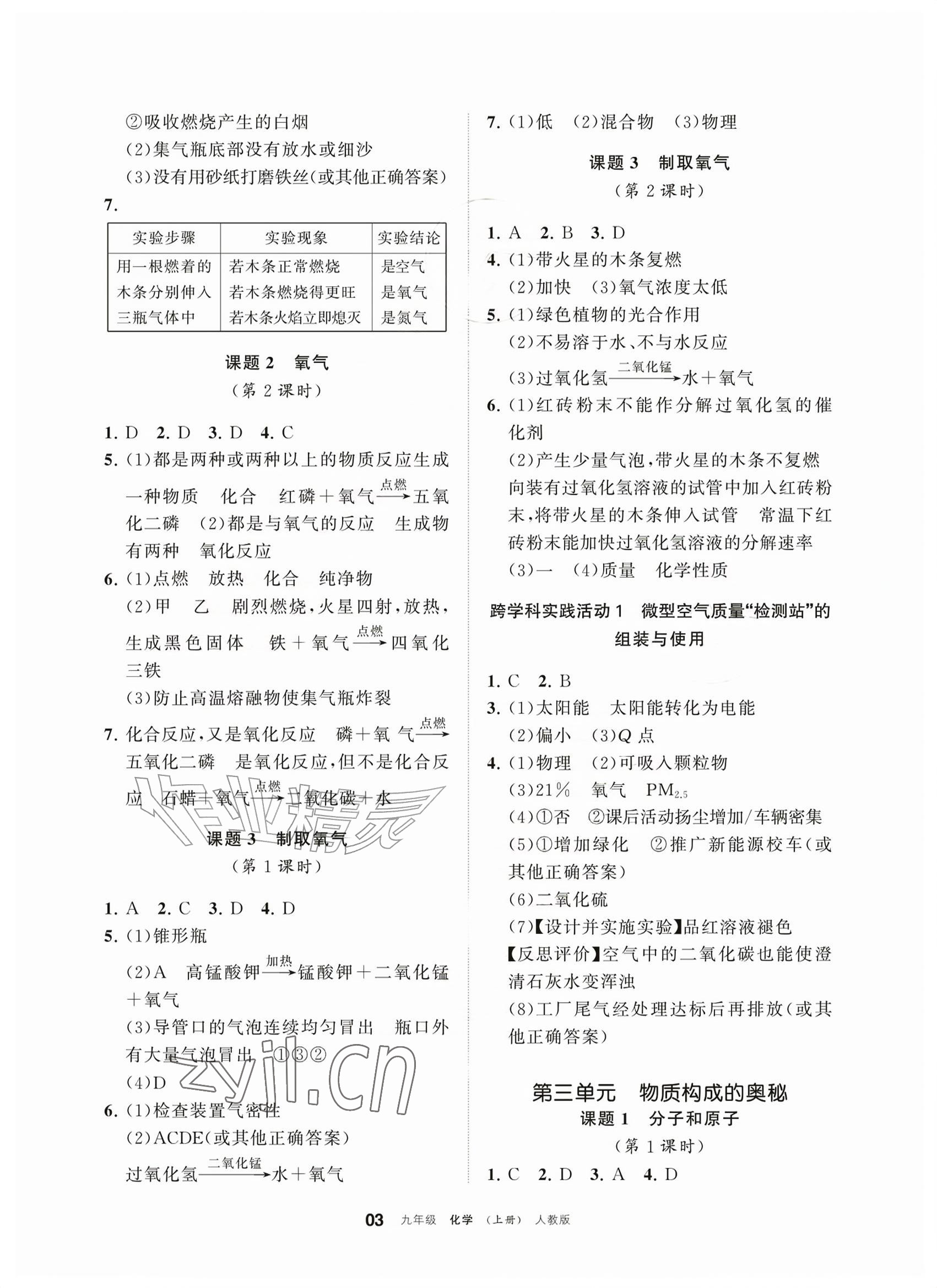 2026年学习之友九年级化学上册人教版&nbsp;参考答案第3页