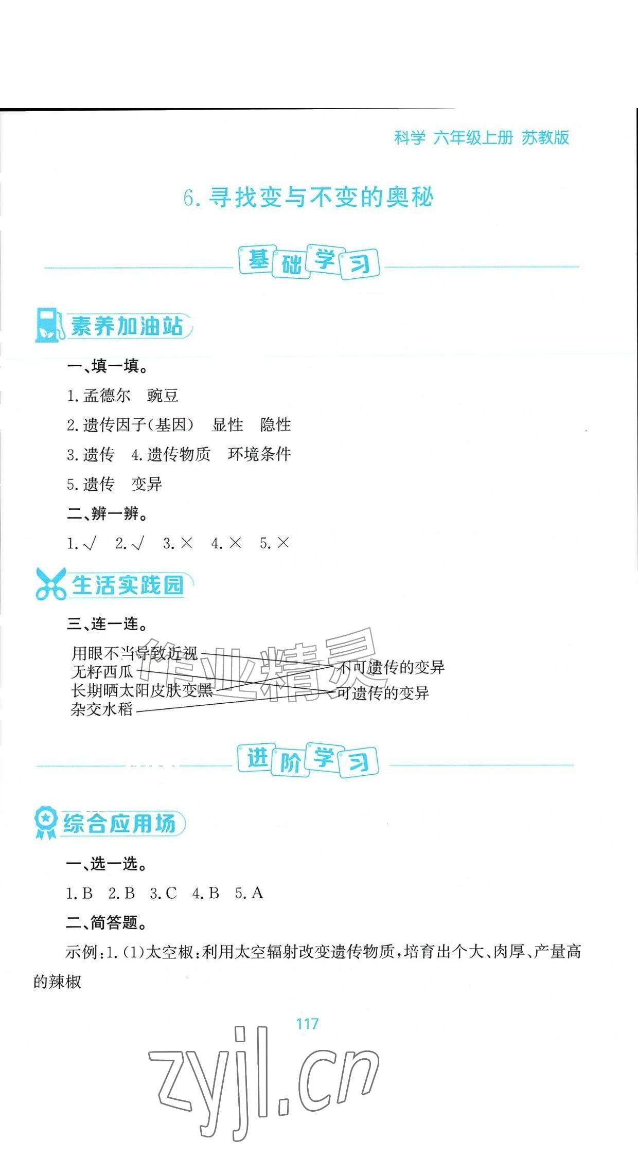 2026年资源与评价黑龙江教育出版社六年级科学上册苏教版&nbsp;参考答案第11页