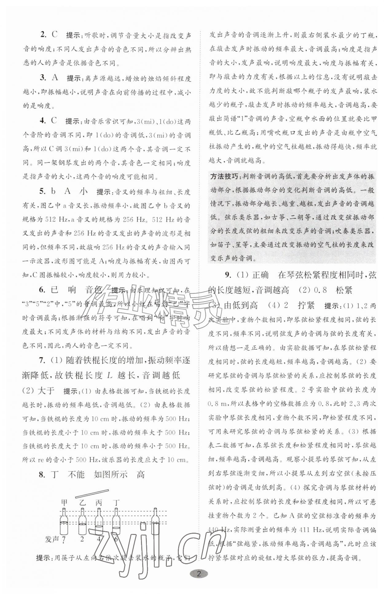 2026年小题狂做八年级物理上册苏科版巅峰版&nbsp;第2页
